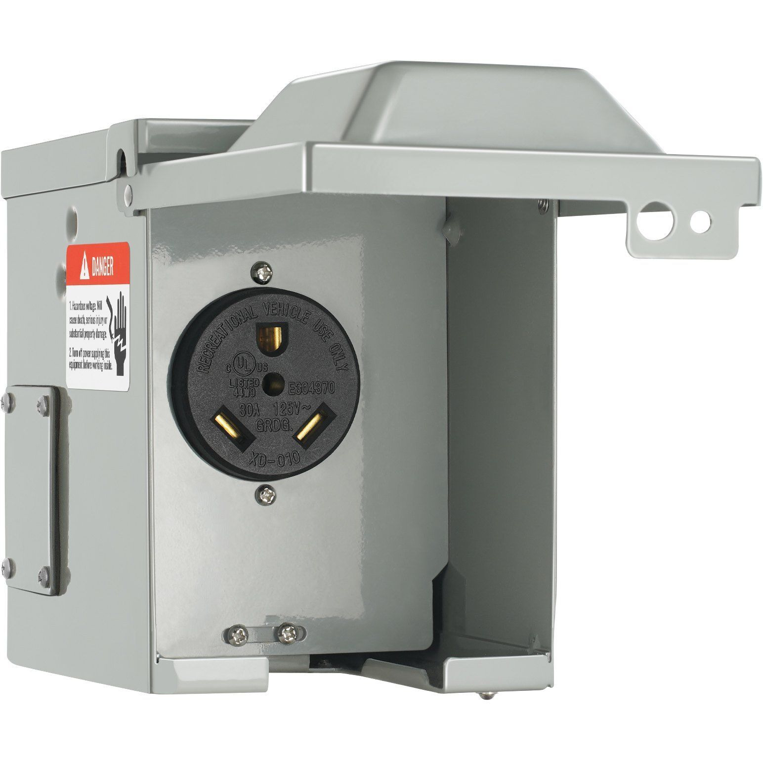 VEVOR 30 Amp RV Power Outlet Box, 125/250 Volt, Enclosed Lockable Outdoor RV Receptacle Box, NEMA TT-30R Weatherproof Electrical Panel, for RV Camper Trailer Motorhome Tested to UL Standards