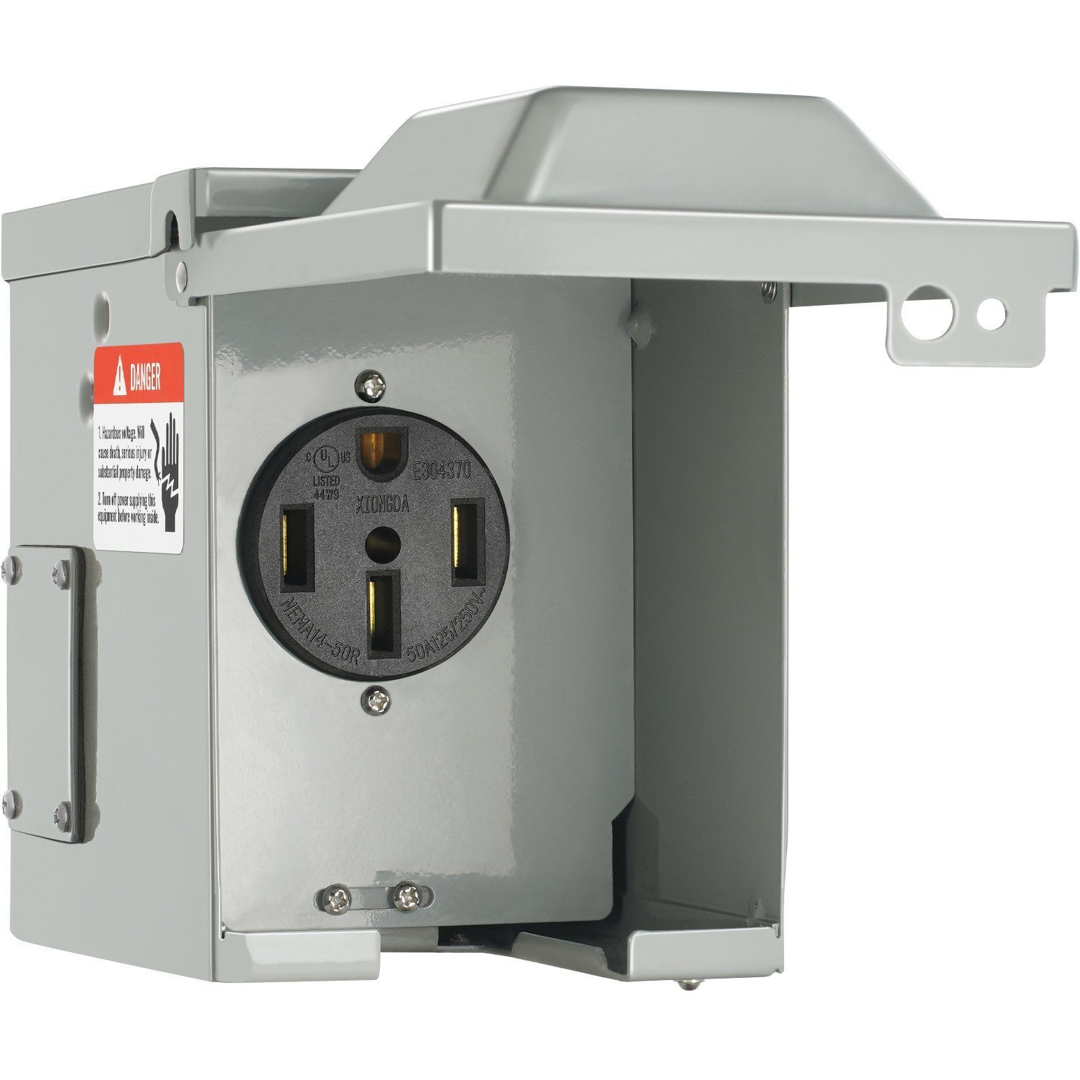 VEVOR 50 Amp RV Power Outlet Box, 125/250 Volt, Enclosed Lockable Outdoor RV Receptacle Box, NEMA 14-50R Weatherproof Electrical Panel, for RV Camper Trailer Motorhome Electric Car, UL Listed Outlet