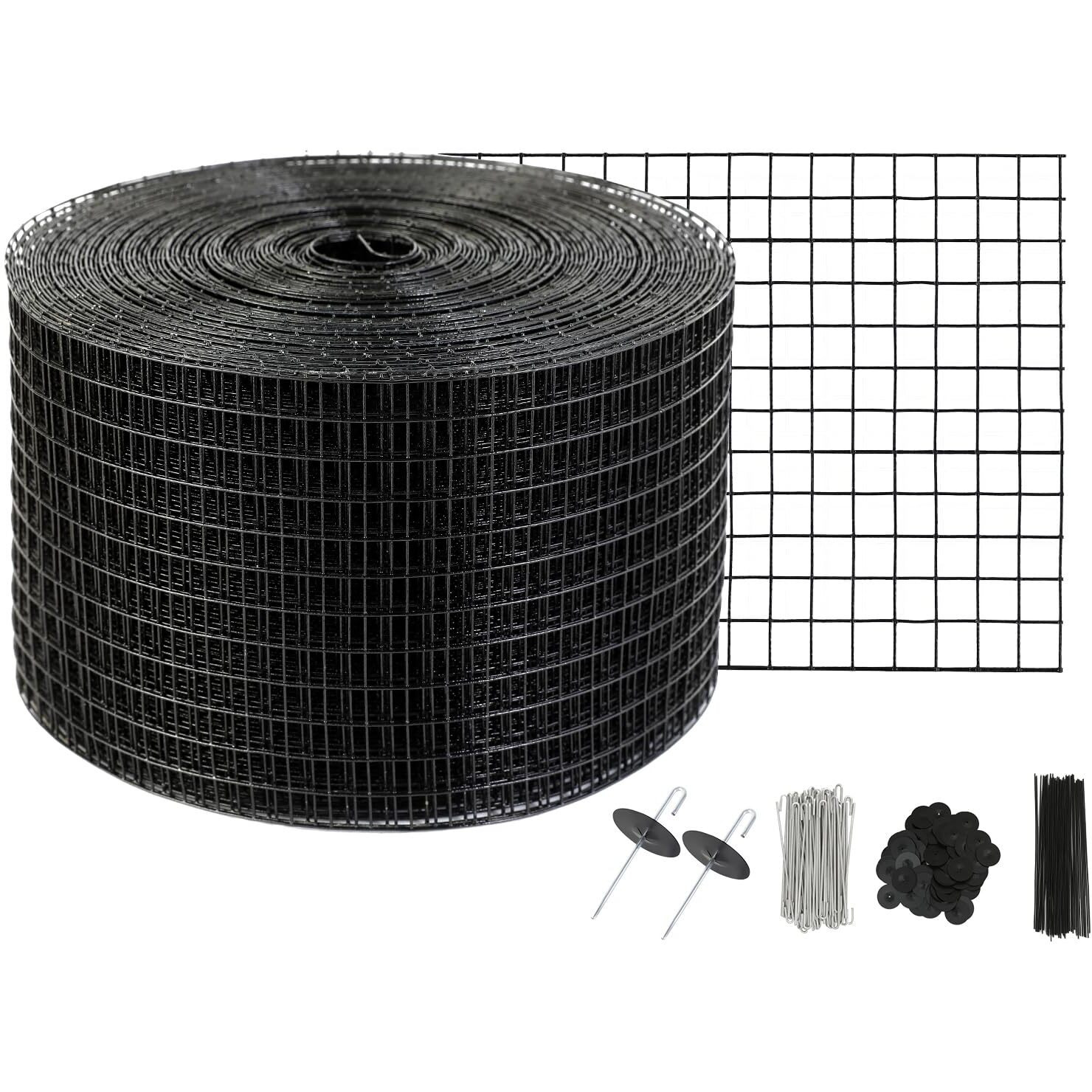 VEVOR 8 inch x 100ft Solar Panel Bird Guard, Critter Guard Roll Kit with 70pcs Stainless Steel Fasteners, Solar Panel Guard with Rust-proof PVC Coating, 1/2 inch Wire Roll Mesh