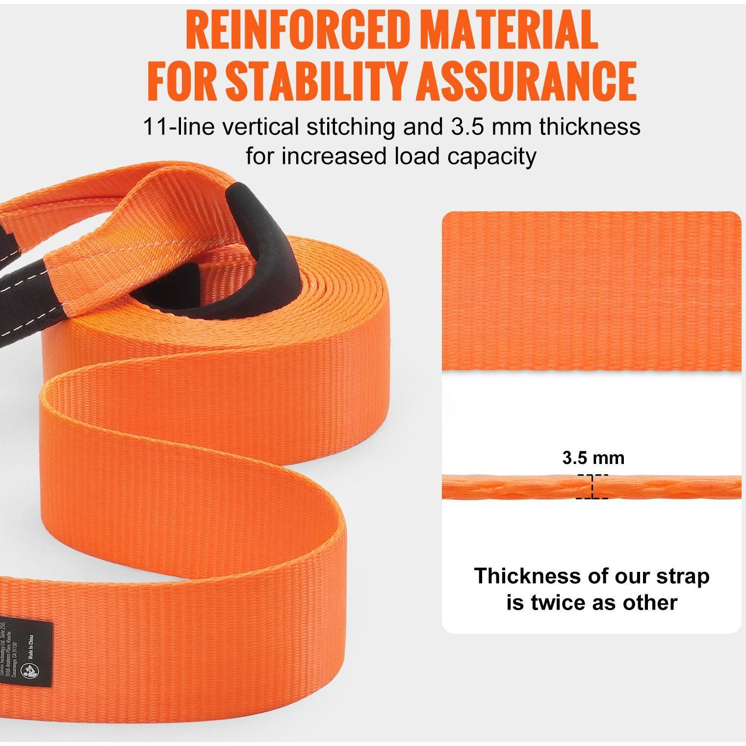 VEVOR Heavy Duty Tow Strap Recovery Kit 3" x 30 ft (MBS-36,000 lbs) Tree Saver Winch Strap, Triple Reinforced Loop & Protective Sleeves & Storage Bag , 3/4" D-Ring Shackles, for Truck Jeep SUV ATV