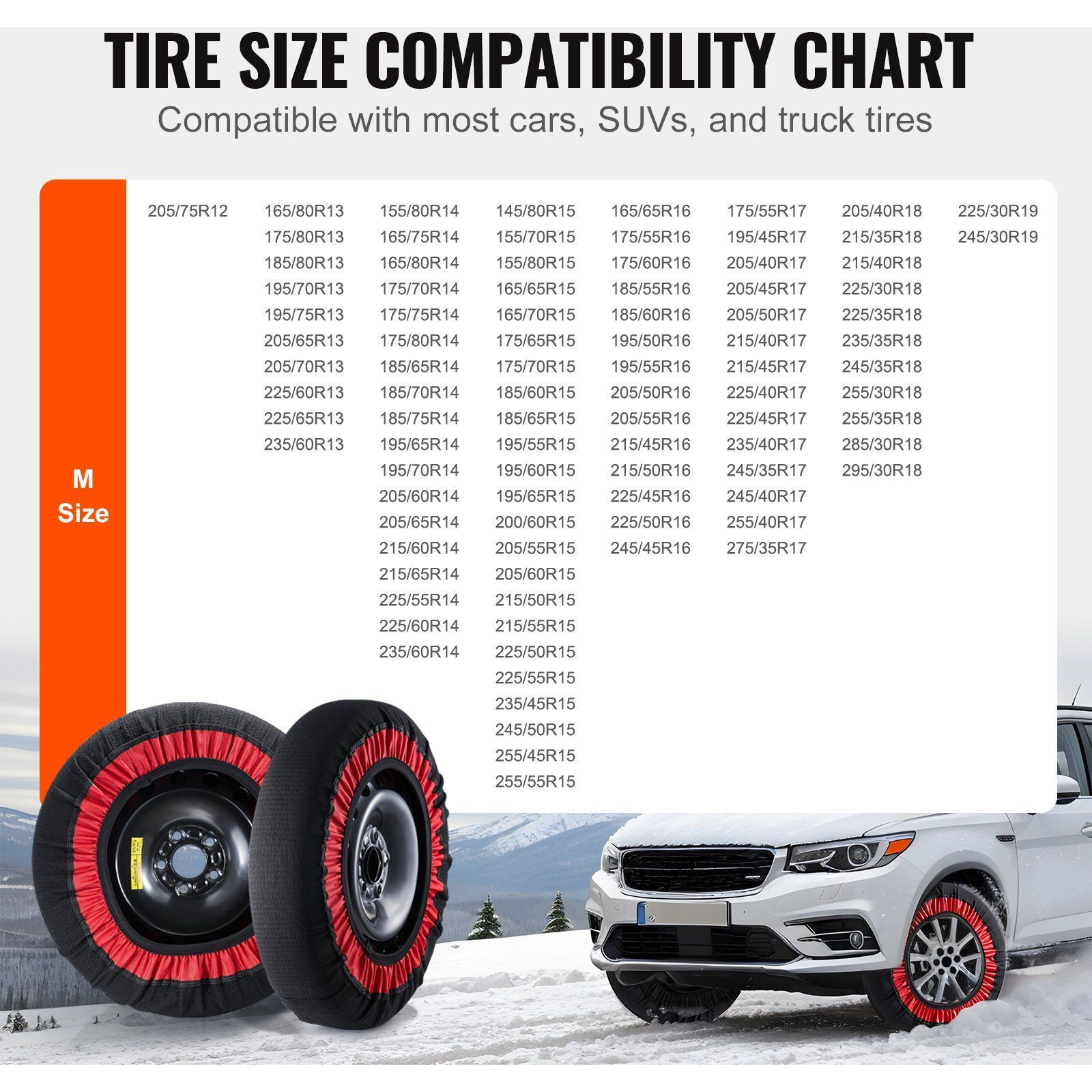 VEVOR 2PCS Thickened Snow Socks for Tires Snow Traction Tire Cover-Extra Large