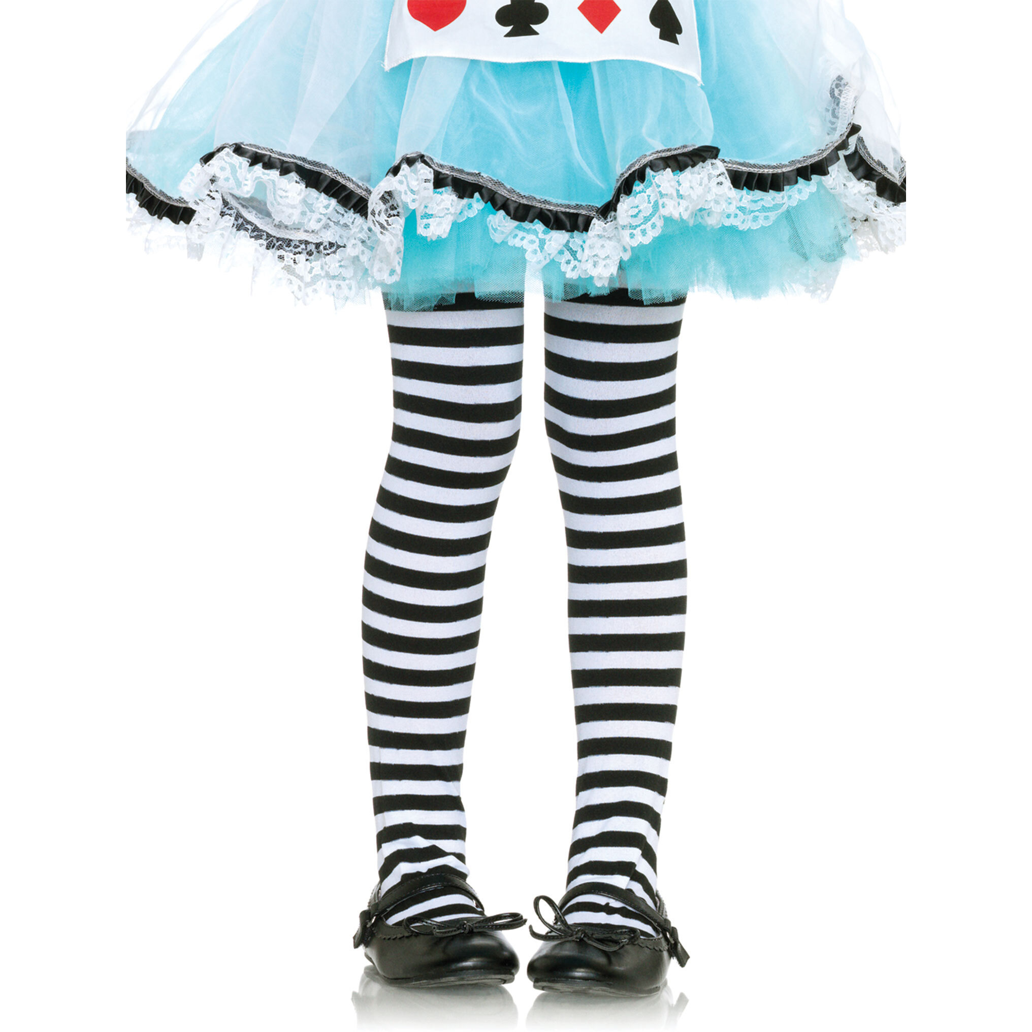 Girl Stripe Tights X-LARGE BLACK/WHITE