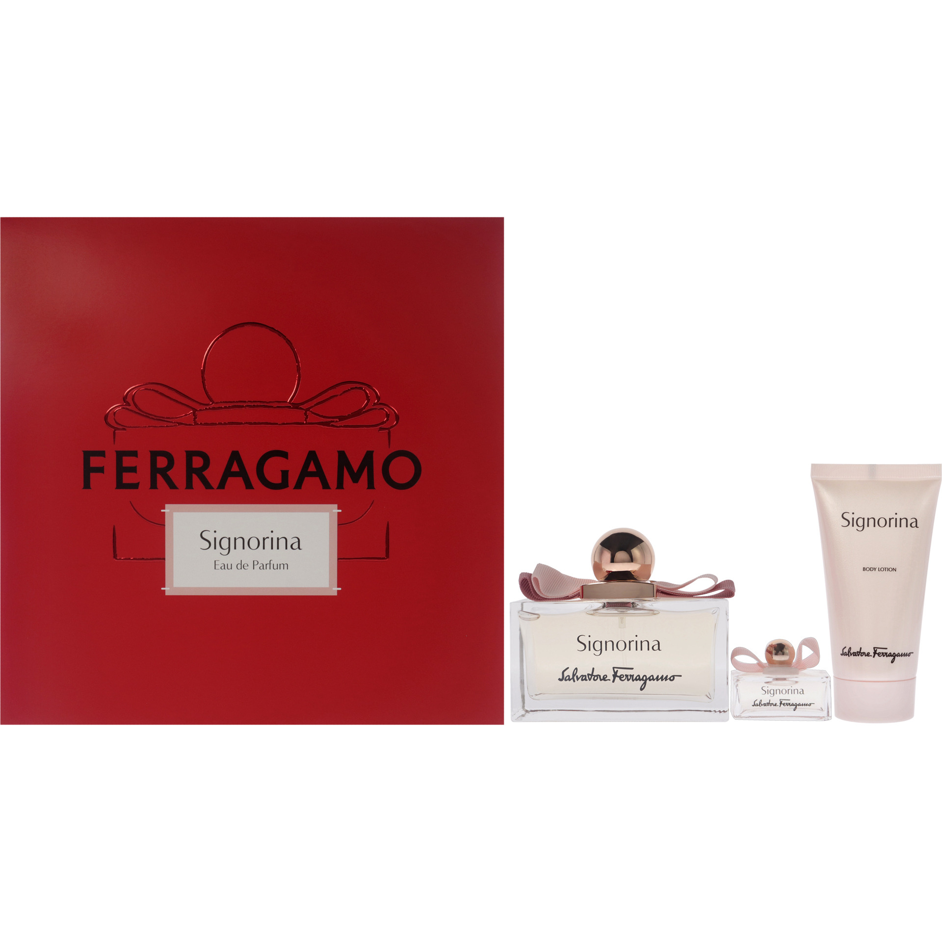 Signorina by Salvatore Ferragamo for Women - 3 Pc Gift Set 3.4oz EDP Spray, 0.17oz EDP Spray, 1.7oz Body Lotion