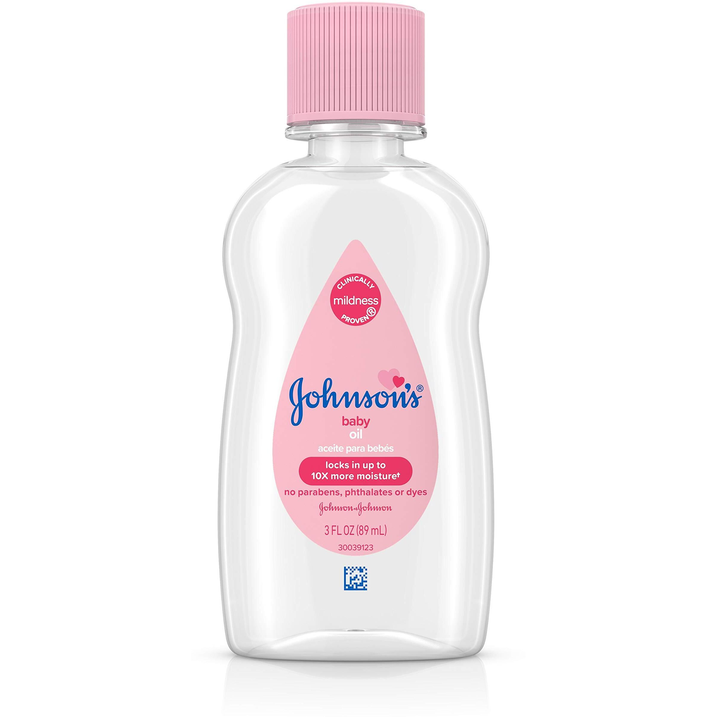 Johnson's Baby Oil, Pure Mineral Oil to Prevent Moisture Loss, Original 3 fl. oz