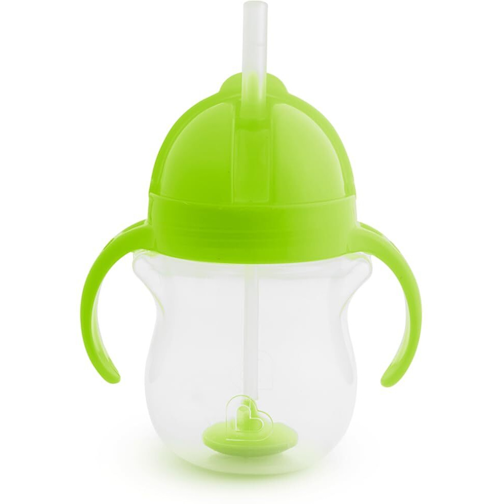 Munchkin Any Angle Weighted Straw Trainer Cup with Click Lock Lid, 7 Ounce, Green