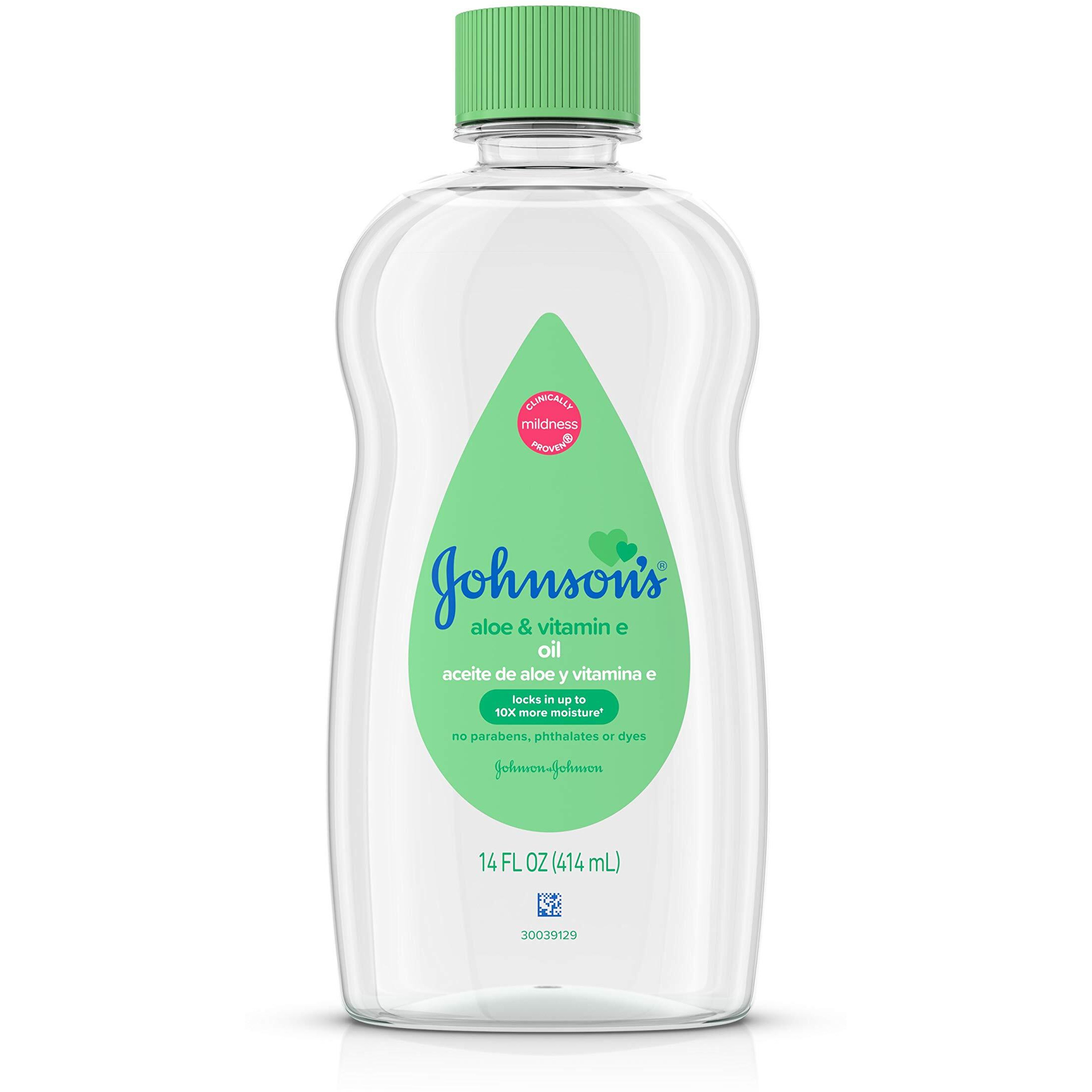 Johnson's Baby Oil, Mineral Oil Enriched with Aloe Vera and Vitamin E, 14 fl. oz