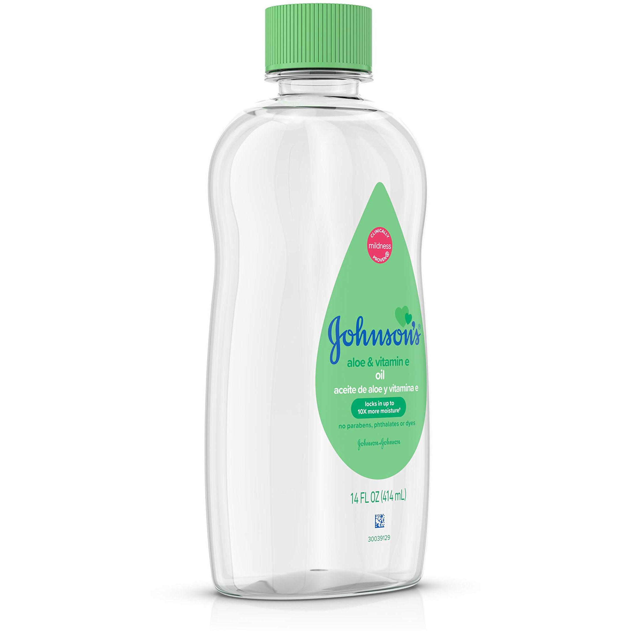 Johnson's Baby Oil, Mineral Oil Enriched with Aloe Vera and Vitamin E, 14 fl. oz