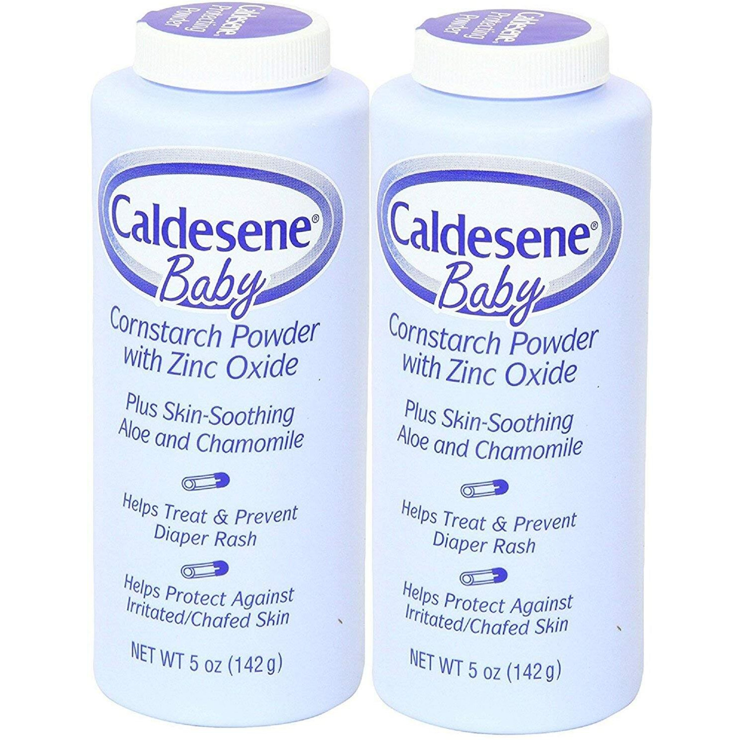 Caldesene Cornstarch Baby Powder with Zinc Oxide, Talc-Free Baby Powder, 5 Oz (2 Pack)