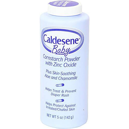 Caldesene Cornstarch Baby Powder with Zinc Oxide, Talc-Free Baby Powder, 5 Oz (2 Pack)