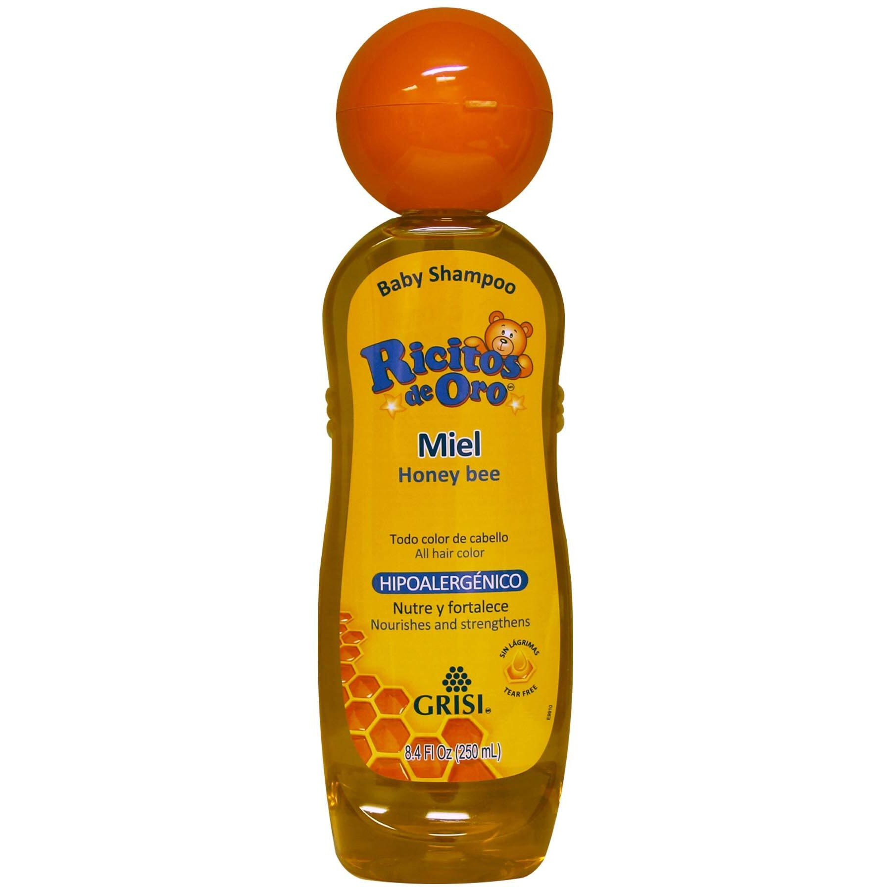 Honey Bee Ricitos de Oro Shampoo| Baby Shampoo with Pop-Up Rattle Cap, Paraben Free Product for Babys Delicate Hair 8.4 Fl Ounces