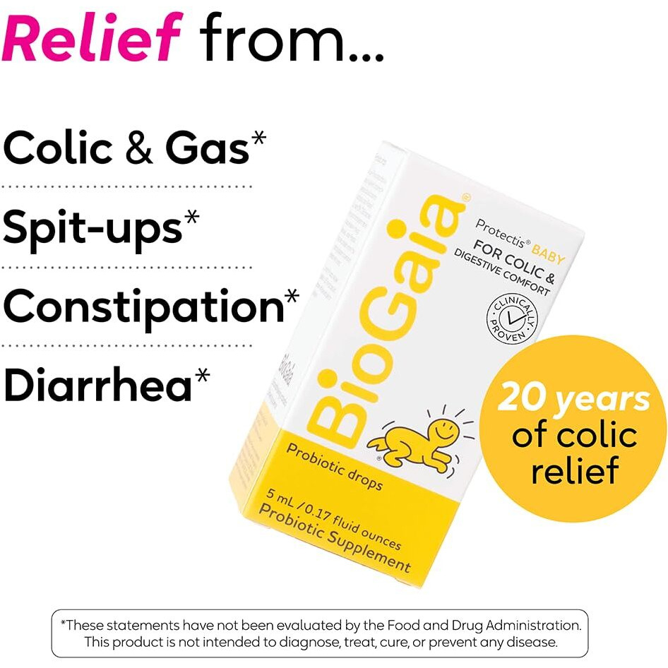 BioGaia Protectis Probiotics Drops for Baby, Infants, Newborn and Kids Colic, Spit-Up, Constipation and Digestive Comfort, 5 ML, 0.17 oz, 1 Pack