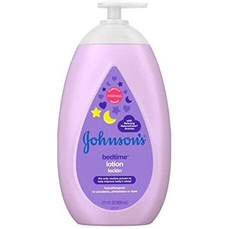 Johnson's Baby Moisturizing Bedtime Baby Body Lotion with Coconut Oil & Relaxing NaturalCalm Aromas to Help Relax Baby, Hypoallergenic, Paraben- & Phthalate-Free Baby Skin Care, 27.1 fl. Oz