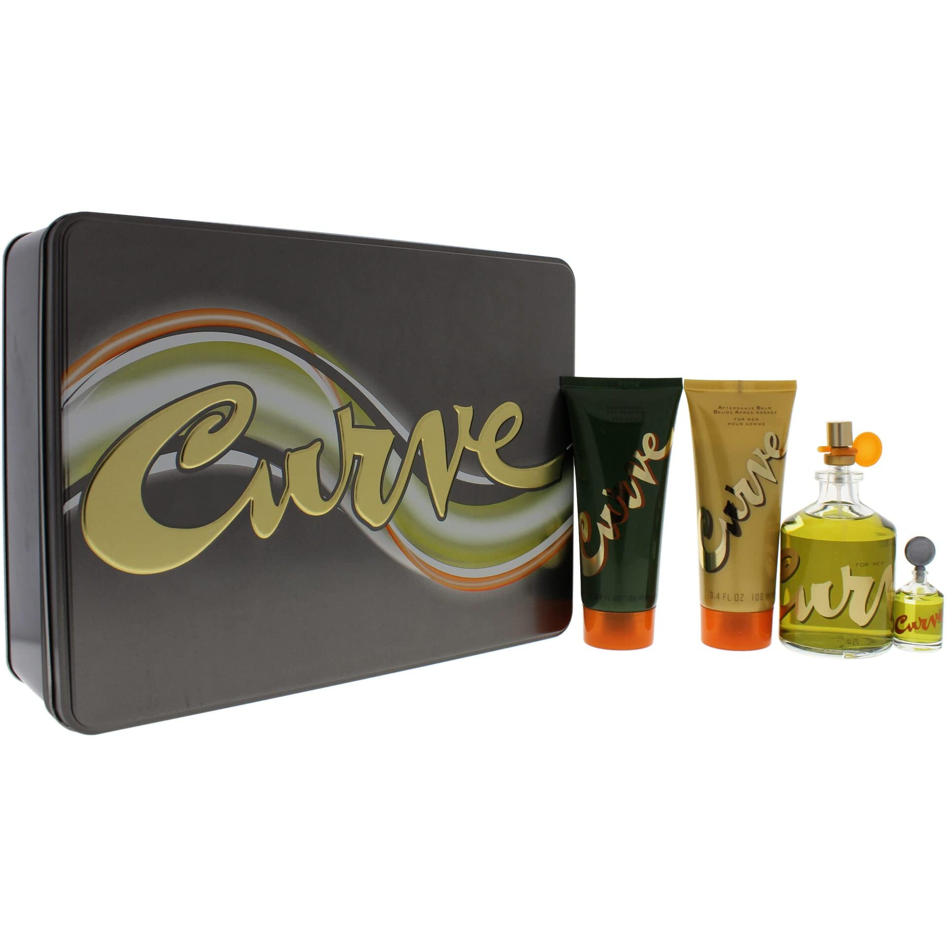Curve by Liz Claiborne for Men - 4 Pc Gift Set 4.2oz EDC Spray, 0.25oz EDC Splash, 3.4oz After Shave Balm, 3.4oz Shower Gel