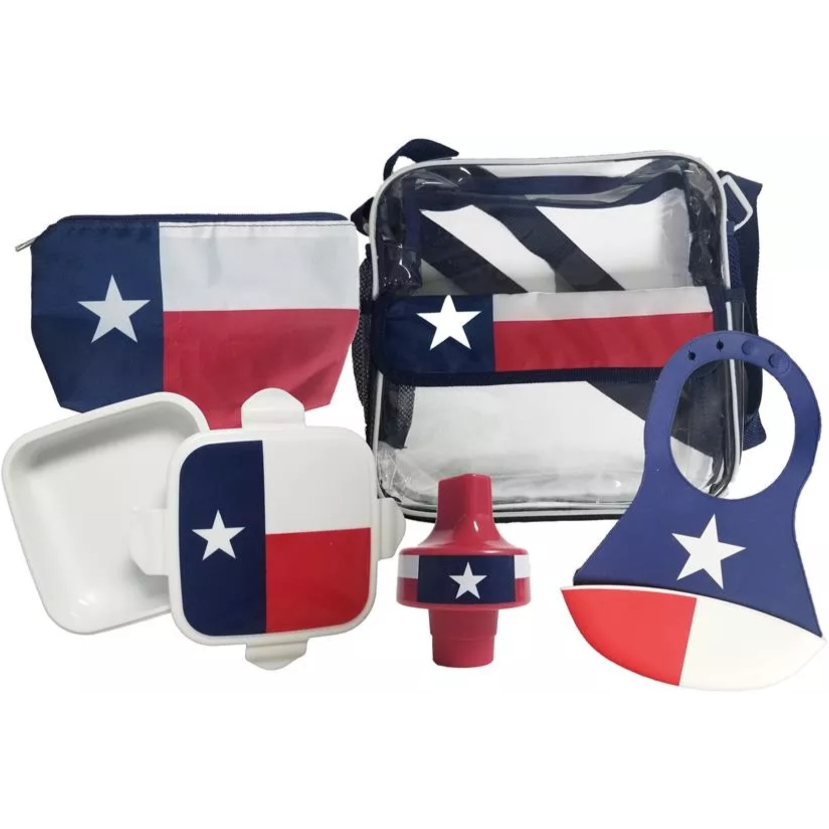 Refresh-A-Baby Feeding Essentials Kit Includes Universal Bottle Top Adaptor Resealable Container Silicone Bib Clear Travel Bag (Texas)