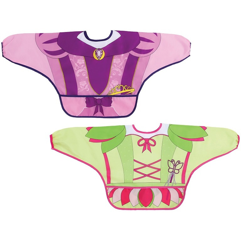 CHARACTER BIBS/SMOCKS WITH SLEEVES 2PK PRINCESS/FAIRY