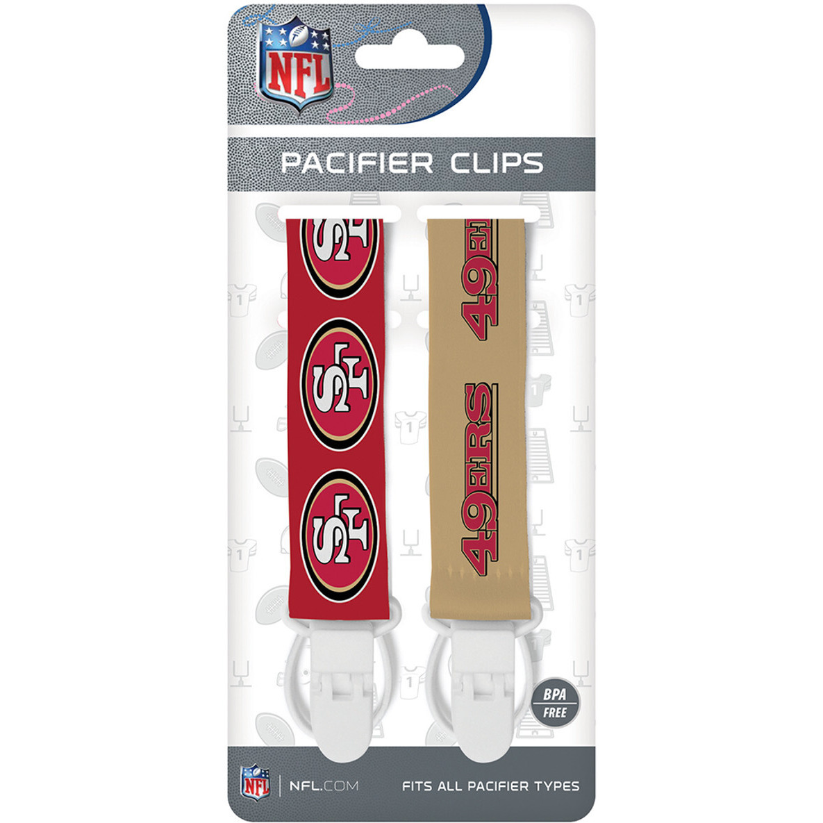 San Francisco 49ers Pacifier Clips 2 Pack