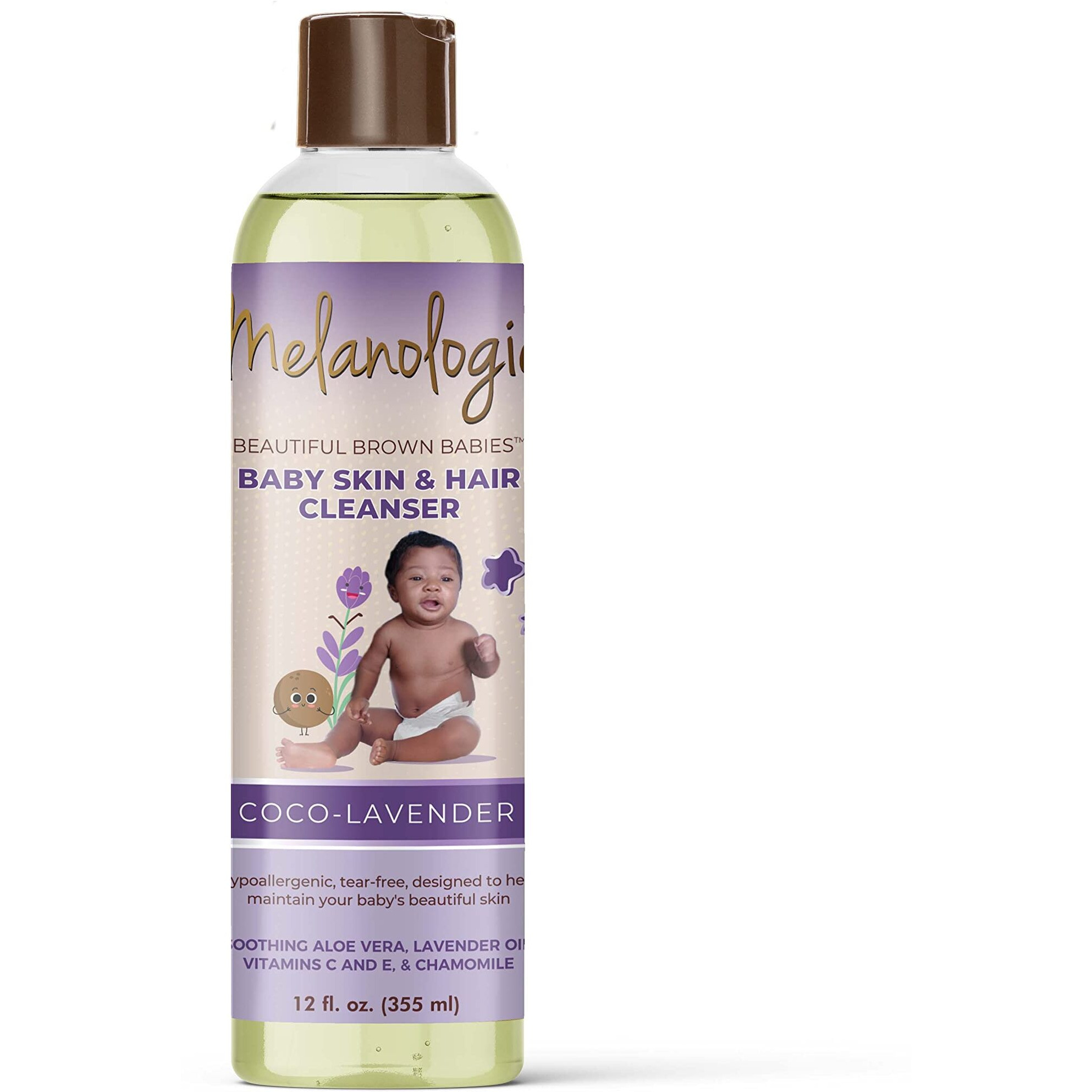 Melanologie Beautiful Brown Babies Nourishing Gentle Baby Skin and Hair Cleanser, Sulfate-, Paraben-, Phthalate- & Dye-Free, Hypoallergenic Wash for Sensitive Skin & Hair, 12 oz