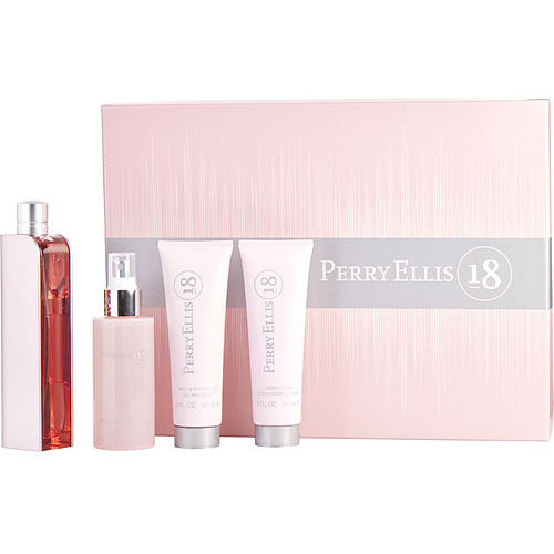Perry Ellis 18 by Perry Ellis for Women - 4 Pc Gift Set 3.4oz EDP Spray, 3oz Body Lotion, 4oz Body Mist, 3oz Bath and Shower Gel