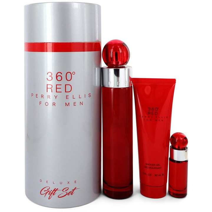 Perry Ellis 360 Red by Perry Ellis Gift Set -- 3.4 oz Eau De Toilette Spray + .25 oz Mini EDT Spray + 3 oz Shower Gel in Tube Box(D0102HAXY9W.)