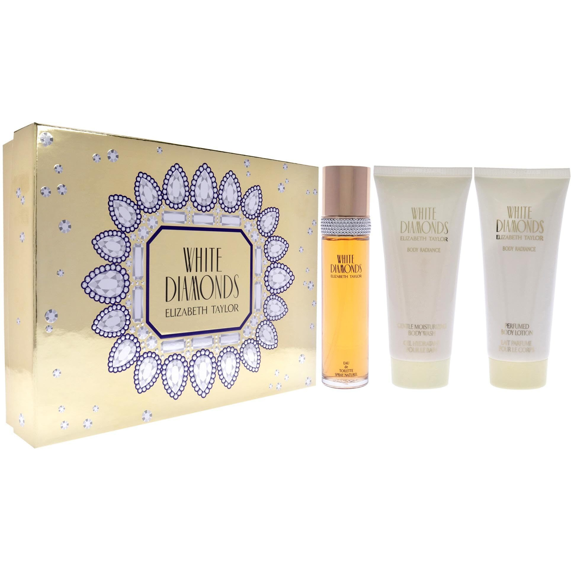White Diamonds by Elizabeth Taylor for Women - 3 Pc Gift Set 3.3oz EDT Spray, 3.3oz Body Lotion, 3.3oz Body Wash