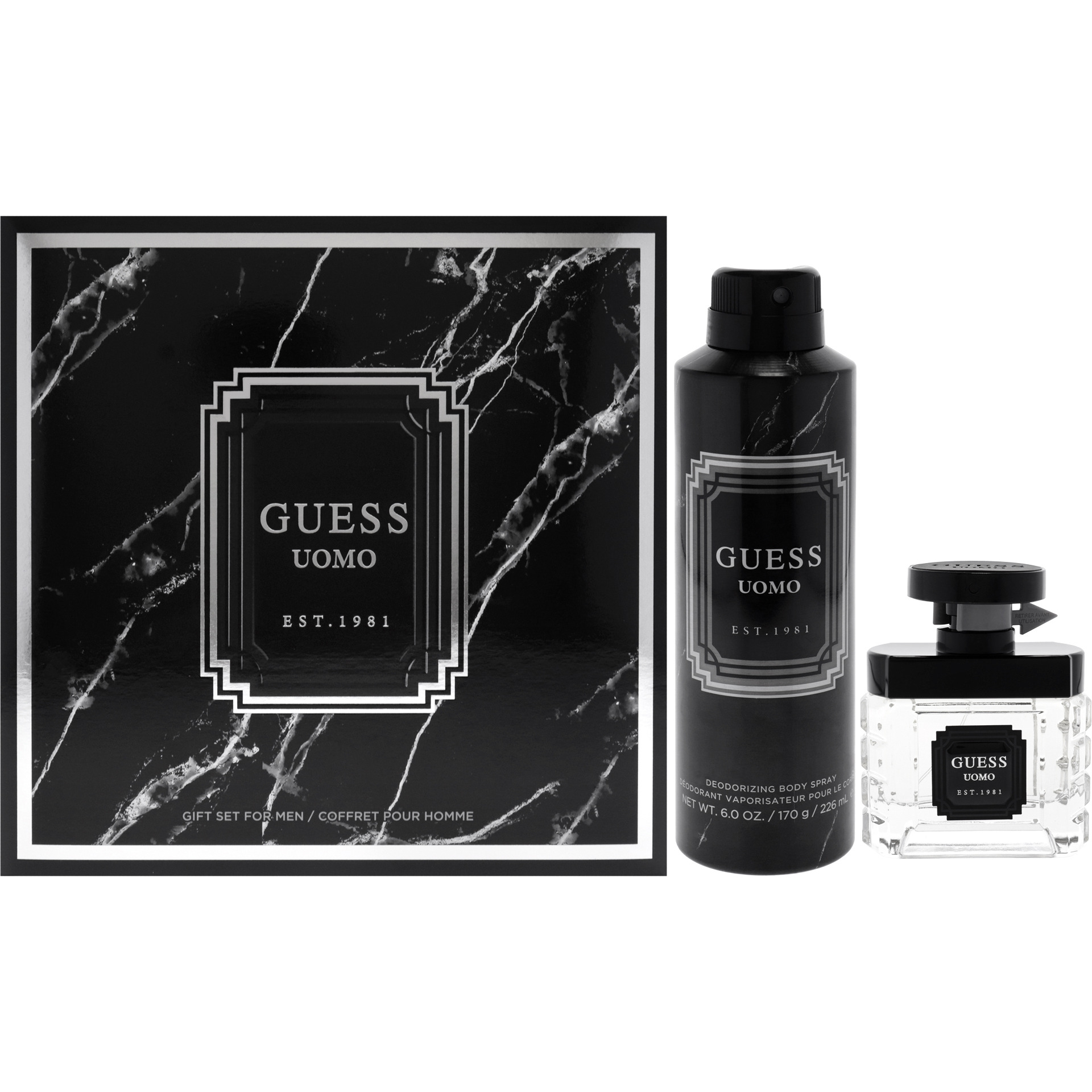 Guess Uomo by Guess for Men - 2 Pc Gift Set 1.7oz EDT Spray, 6oz Deodorizing Body Spray
