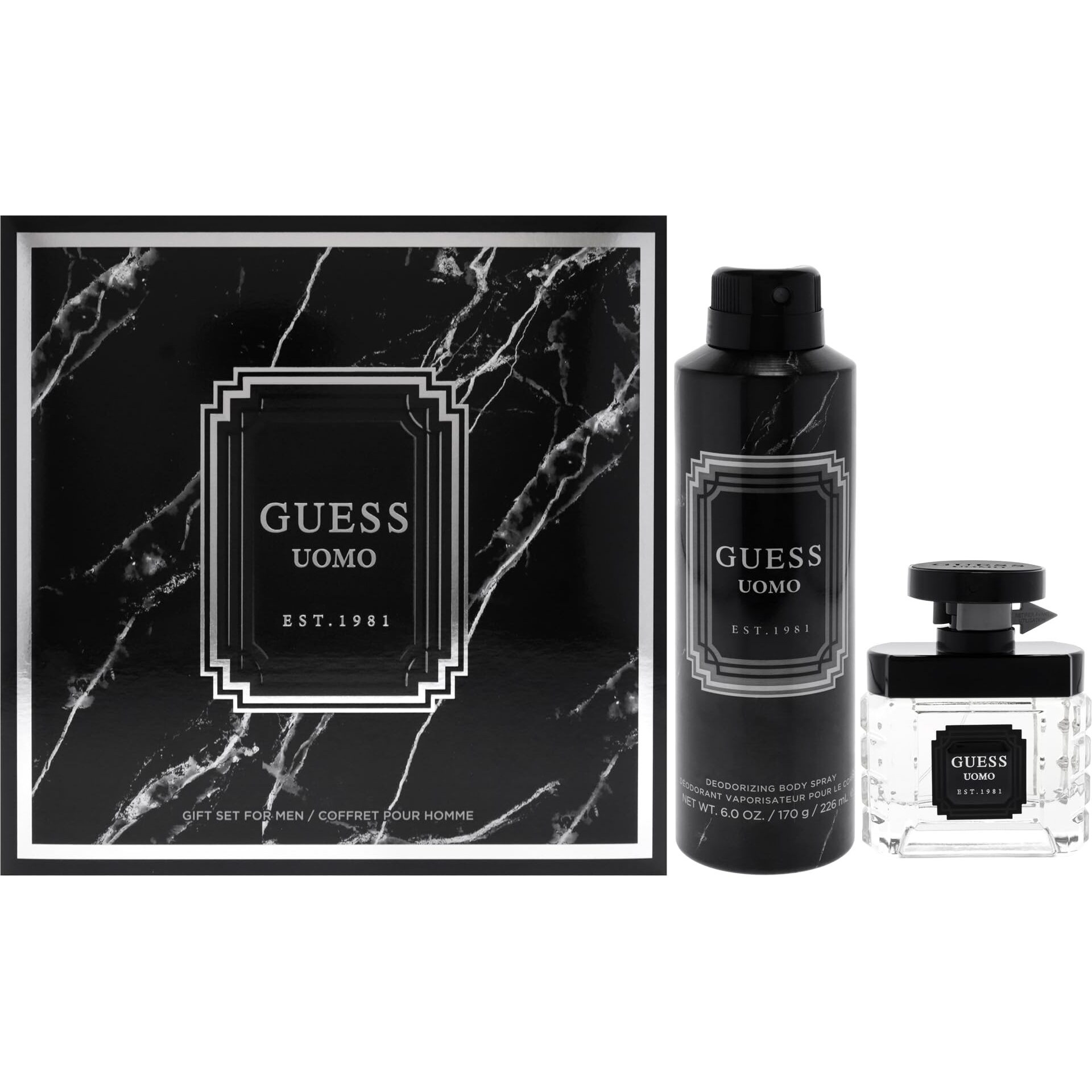 Guess Uomo by Guess for Men - 2 Pc Gift Set 1.7oz EDT Spray, 6oz Deodorizing Body Spray