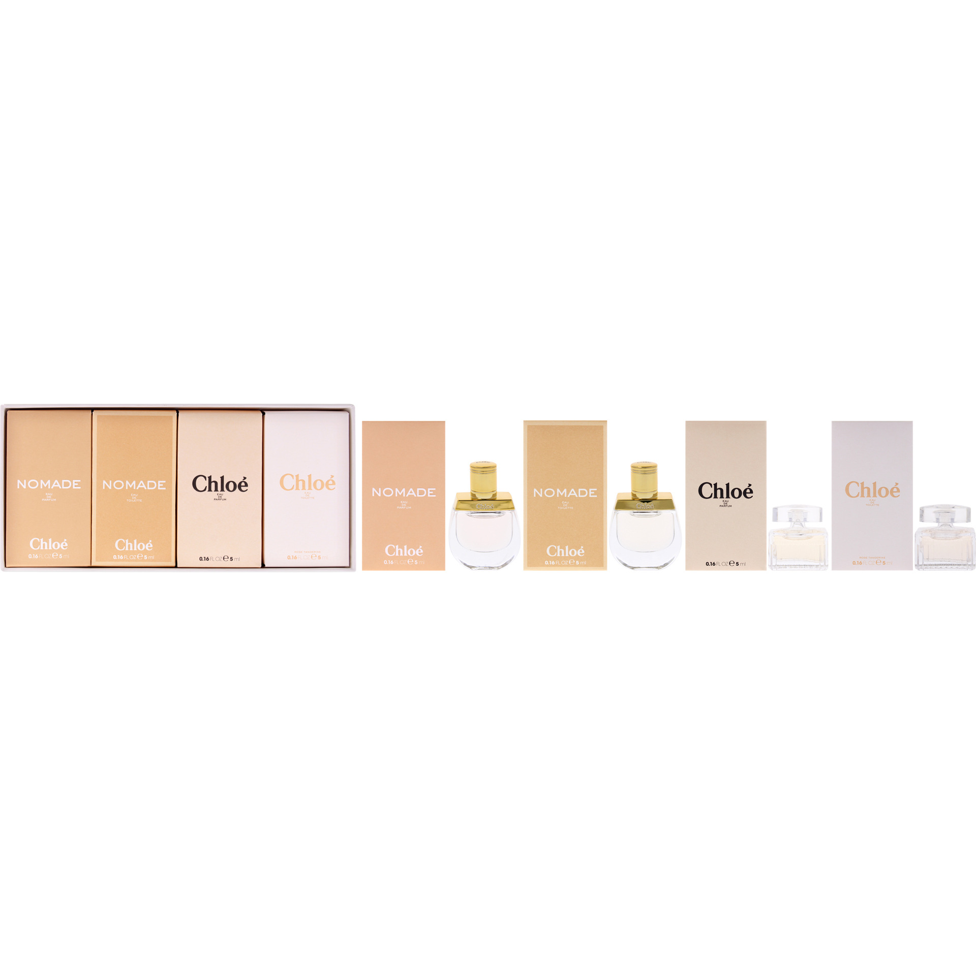 Chloe Variety by Chloe for Women - 4 Pc Mini Gift Set 0.16oz Nomade EDP Spray, 0.16oz Chloe EDT Spray, 0.16oz Chloe EDP Spray, 0.16oz Nomade EDP Spray
