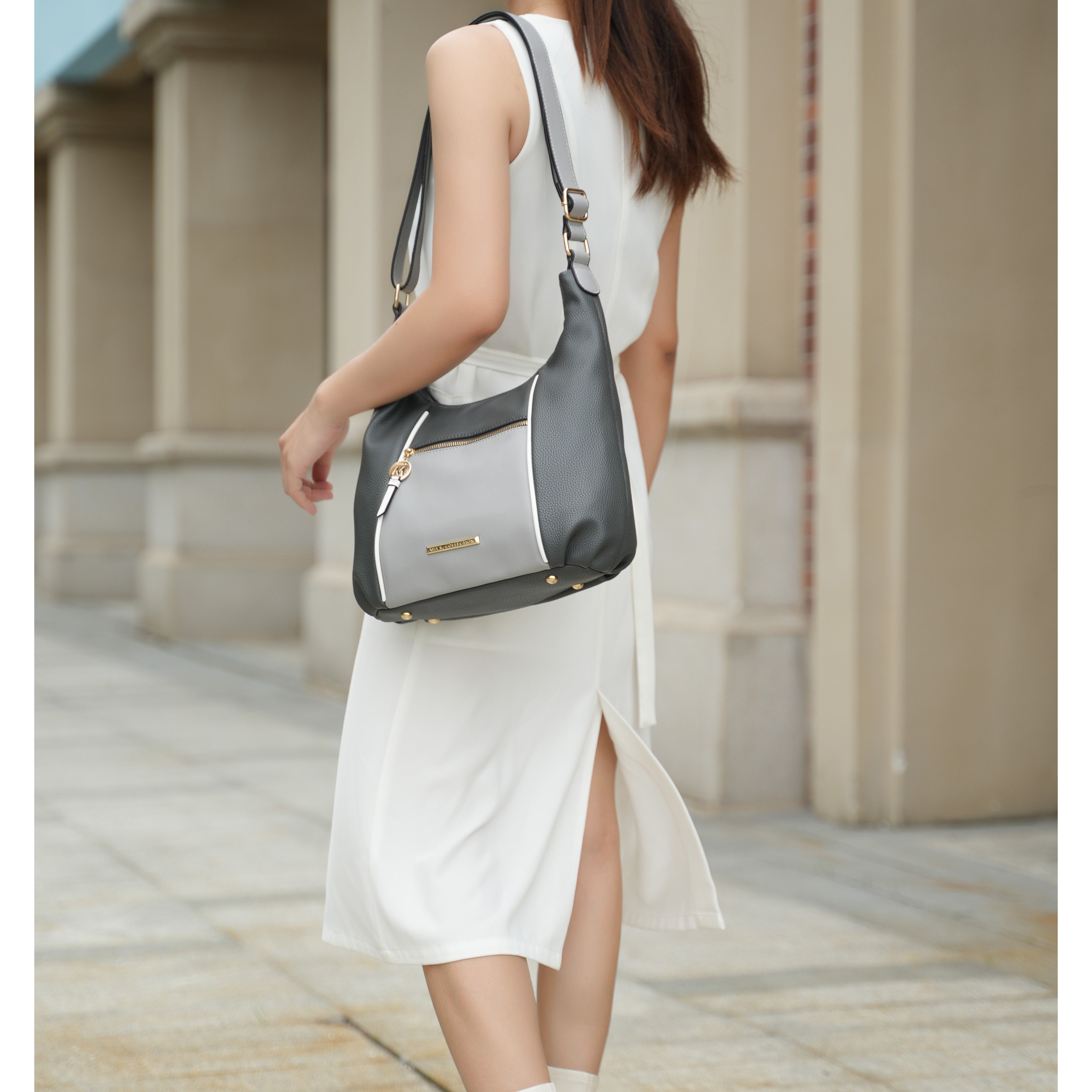 MKF collection Lavinia color Block Shoulder Handbag Vegan Leather Women by Mia k(D0102H9XJ4Y)