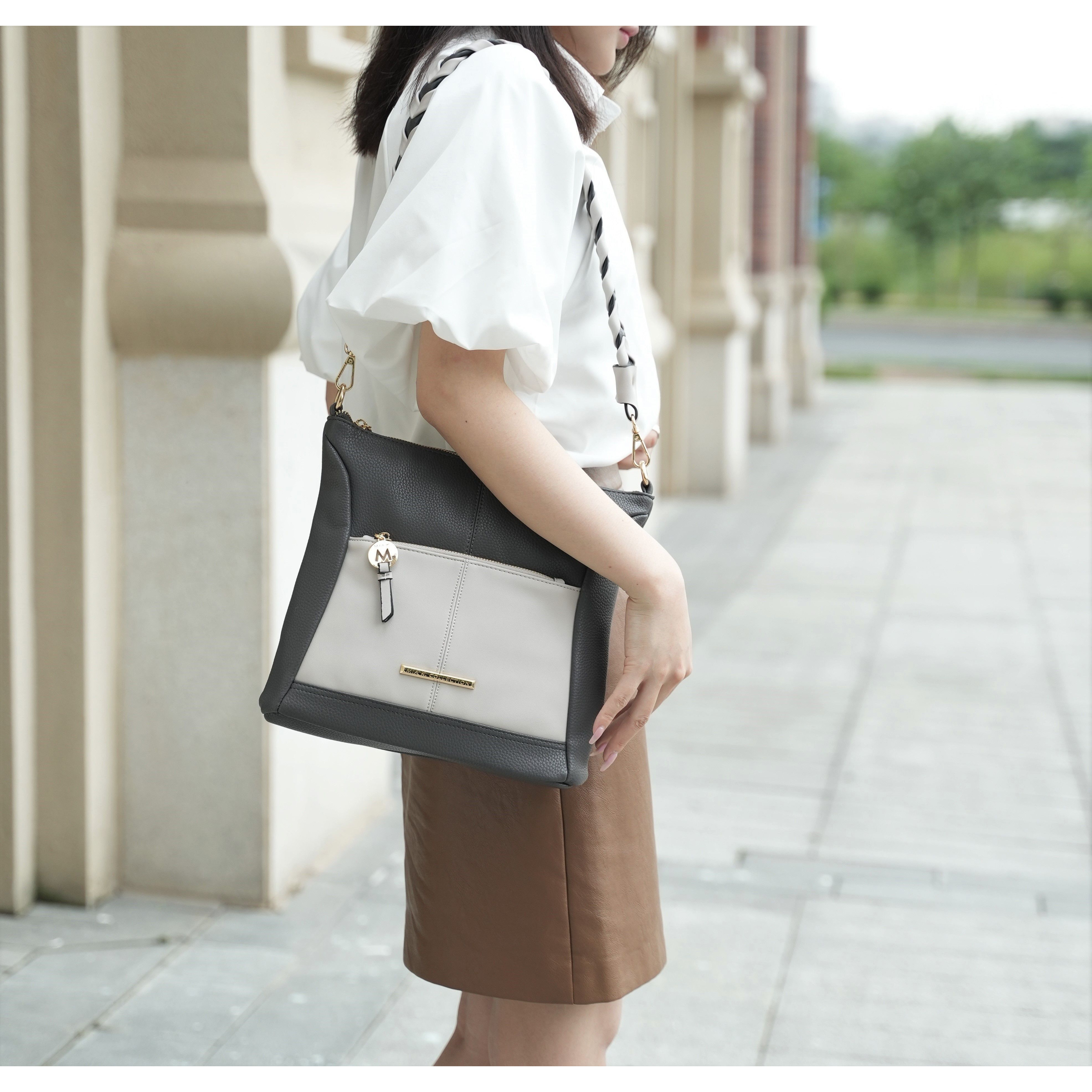 MKF collection Nala Vegan Shoulder Handbag color-block Leather Women by Mia k(D0102H9XVcV)
