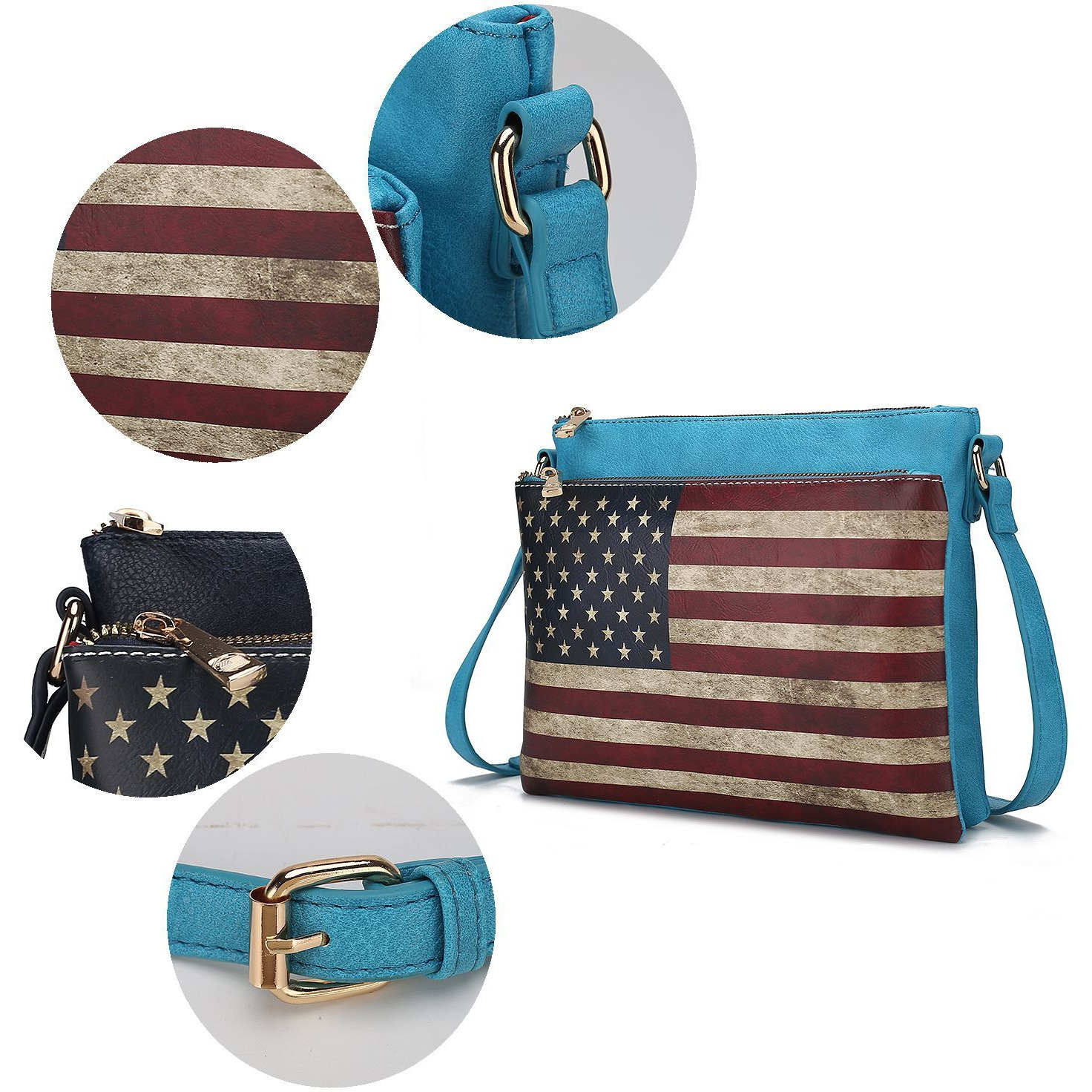 MKF collection Madeline Printed Flag Vegan Leather Women crossbody Bag by Mia K(D0102H9WV4V)