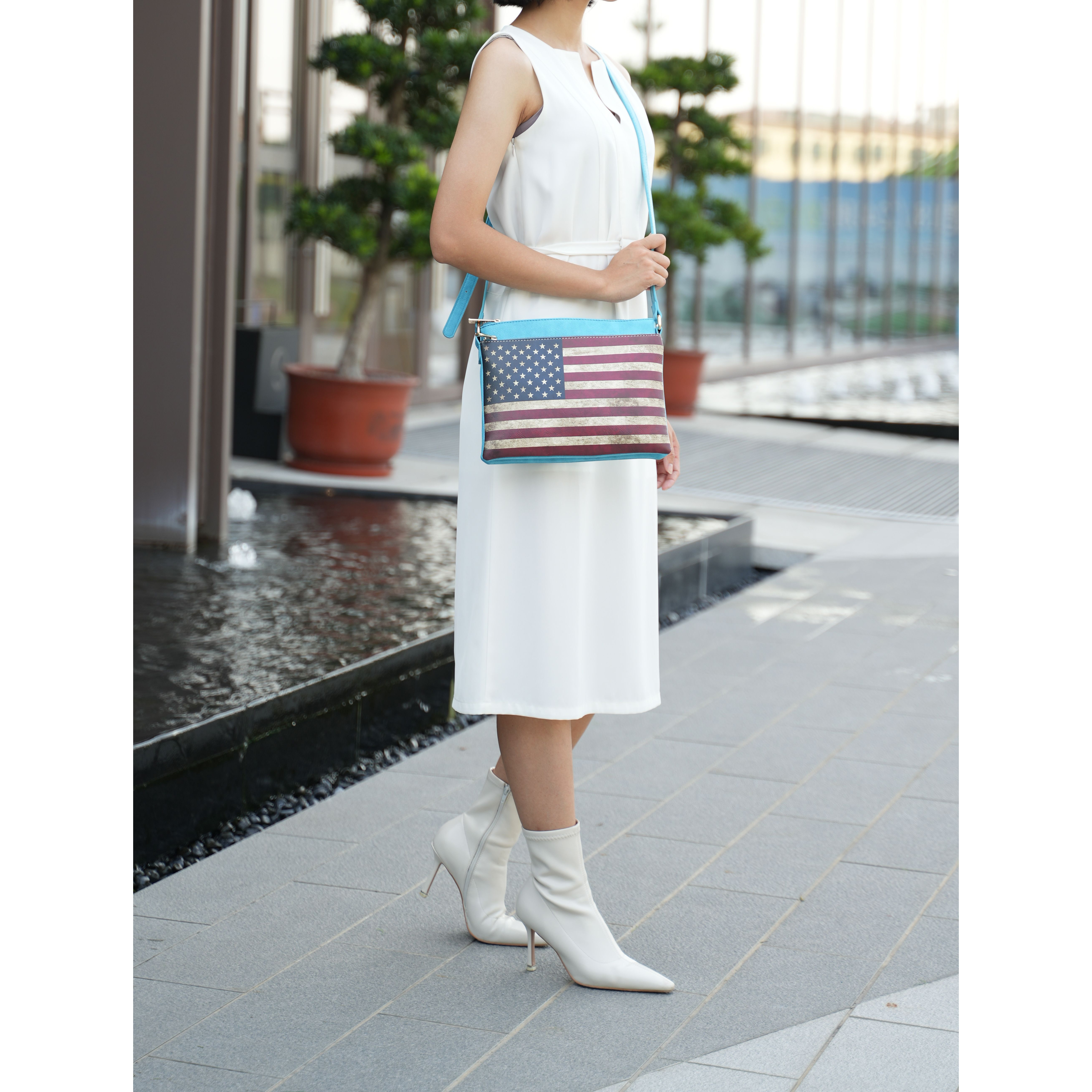 MKF collection Madeline Printed Flag Vegan Leather Women crossbody Bag by Mia K(D0102H9WVTU)