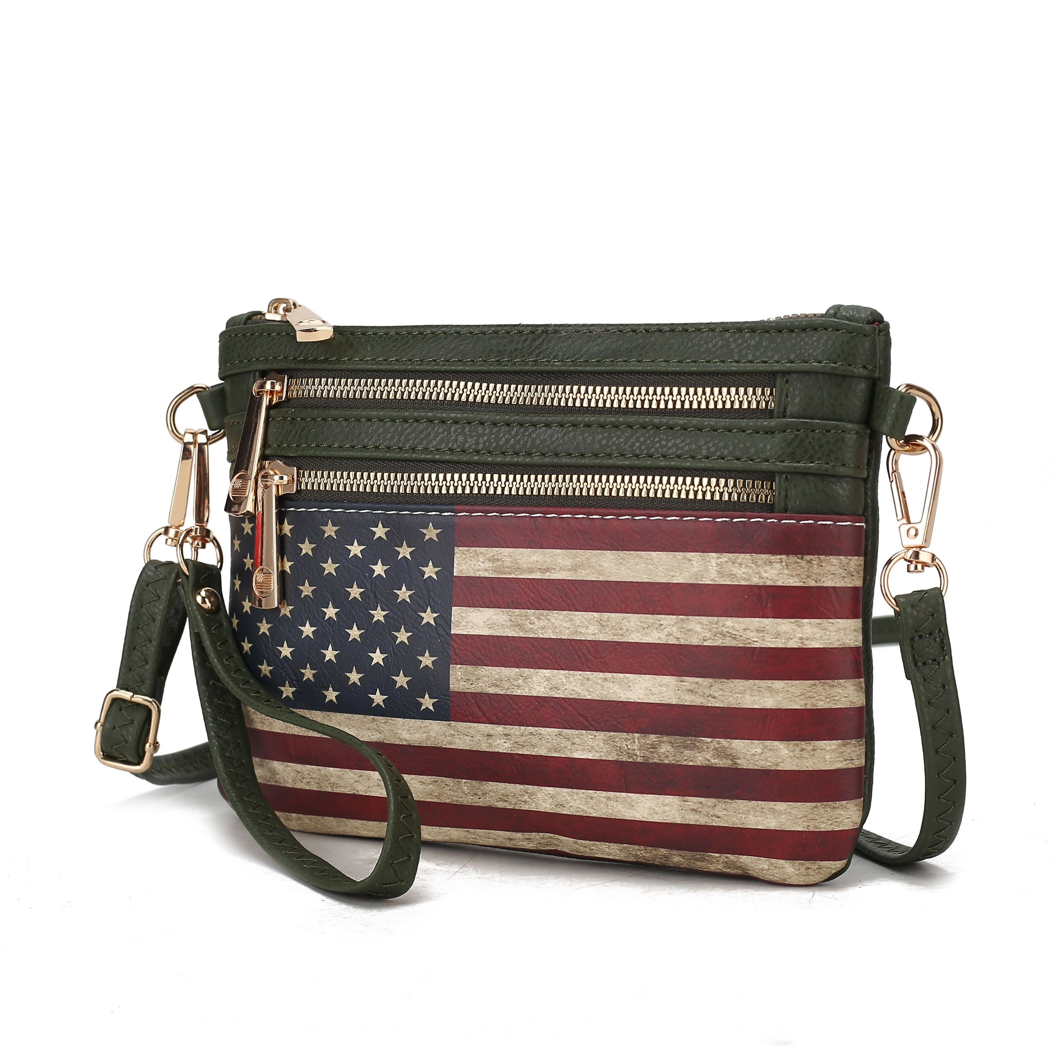MKF collection Alisson Vegan Leather Women FLAg crossbody-Wristlet Bag by Mia K(D0102H9TVLW)