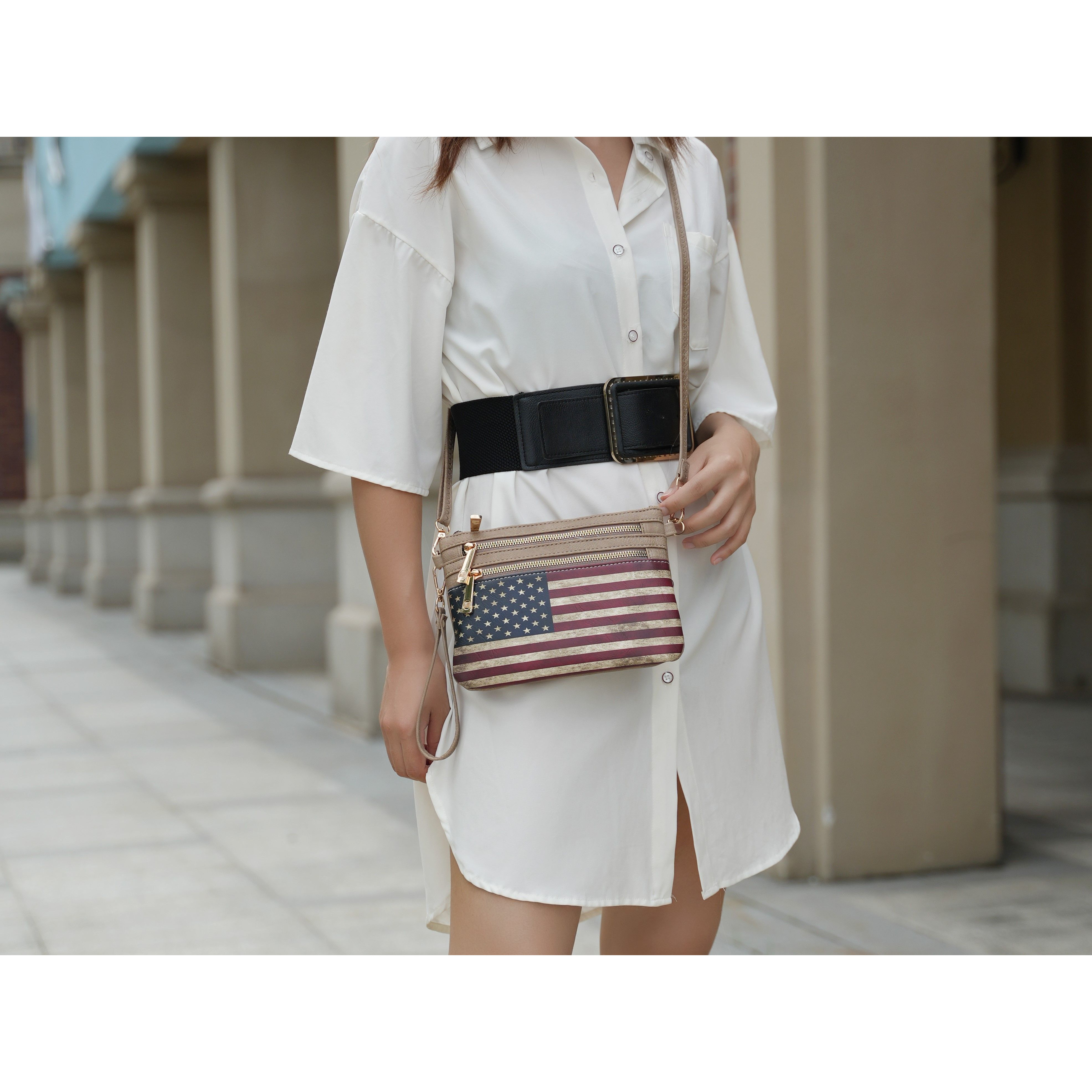 MKF collection Alisson Vegan Leather Women FLAg crossbody-Wristlet Bag by Mia K(D0102H9TVLW)