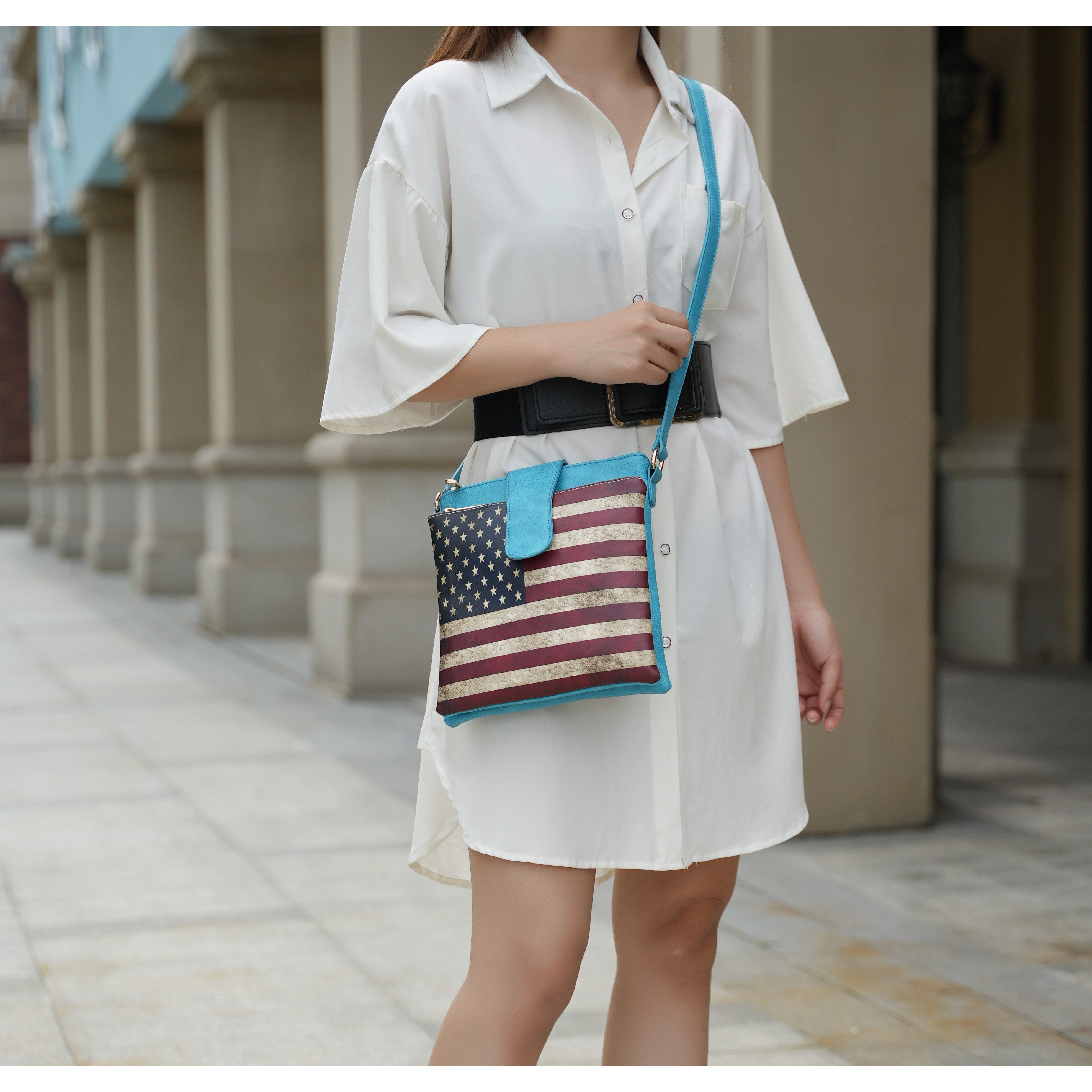 MKF collection Josephine Vegan Leather Women FLAg crossbody Bag by Mia K(D0102H9TV6Y)