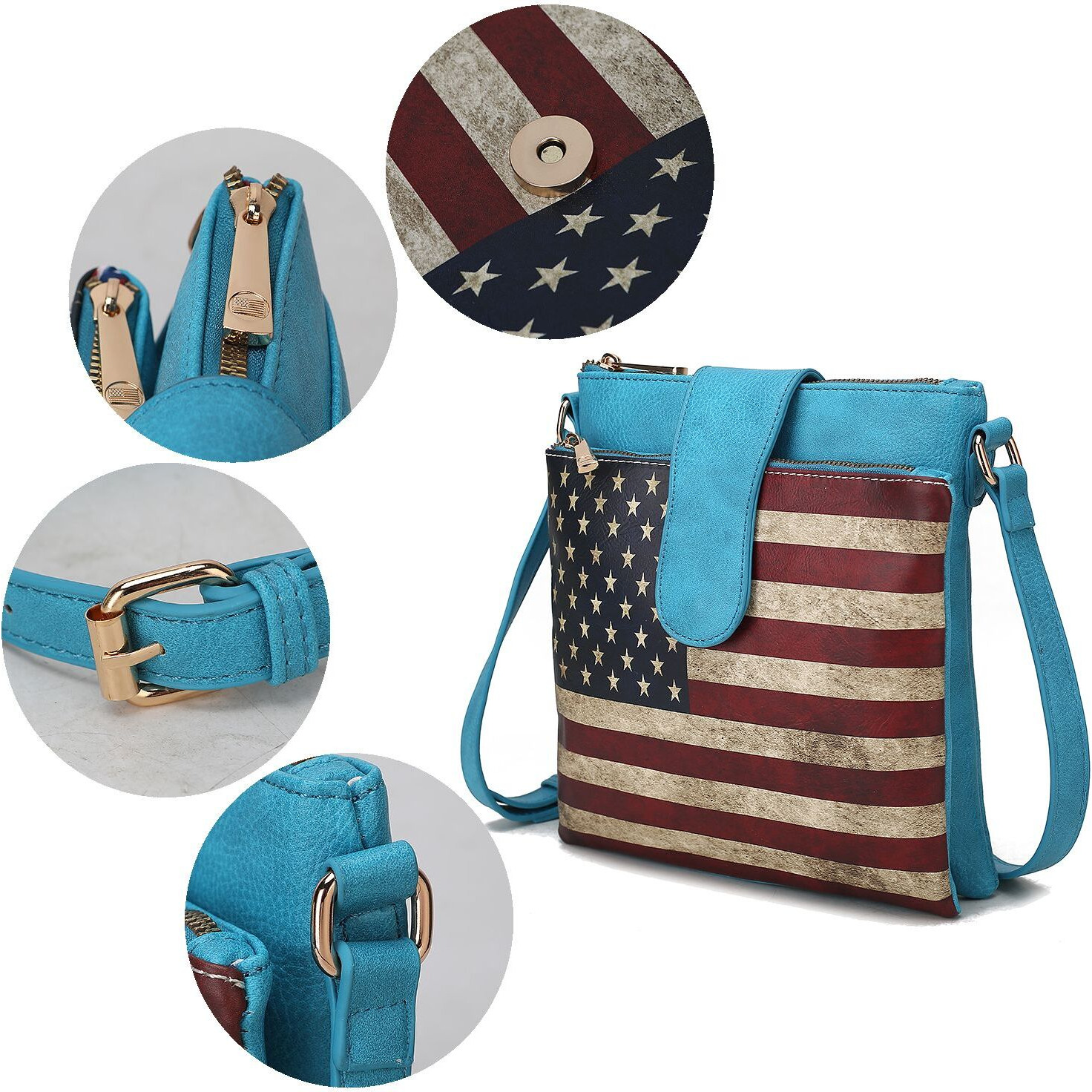 MKF collection Josephine Vegan Leather Women FLAg crossbody Bag by Mia K(D0102H9TV6Y)