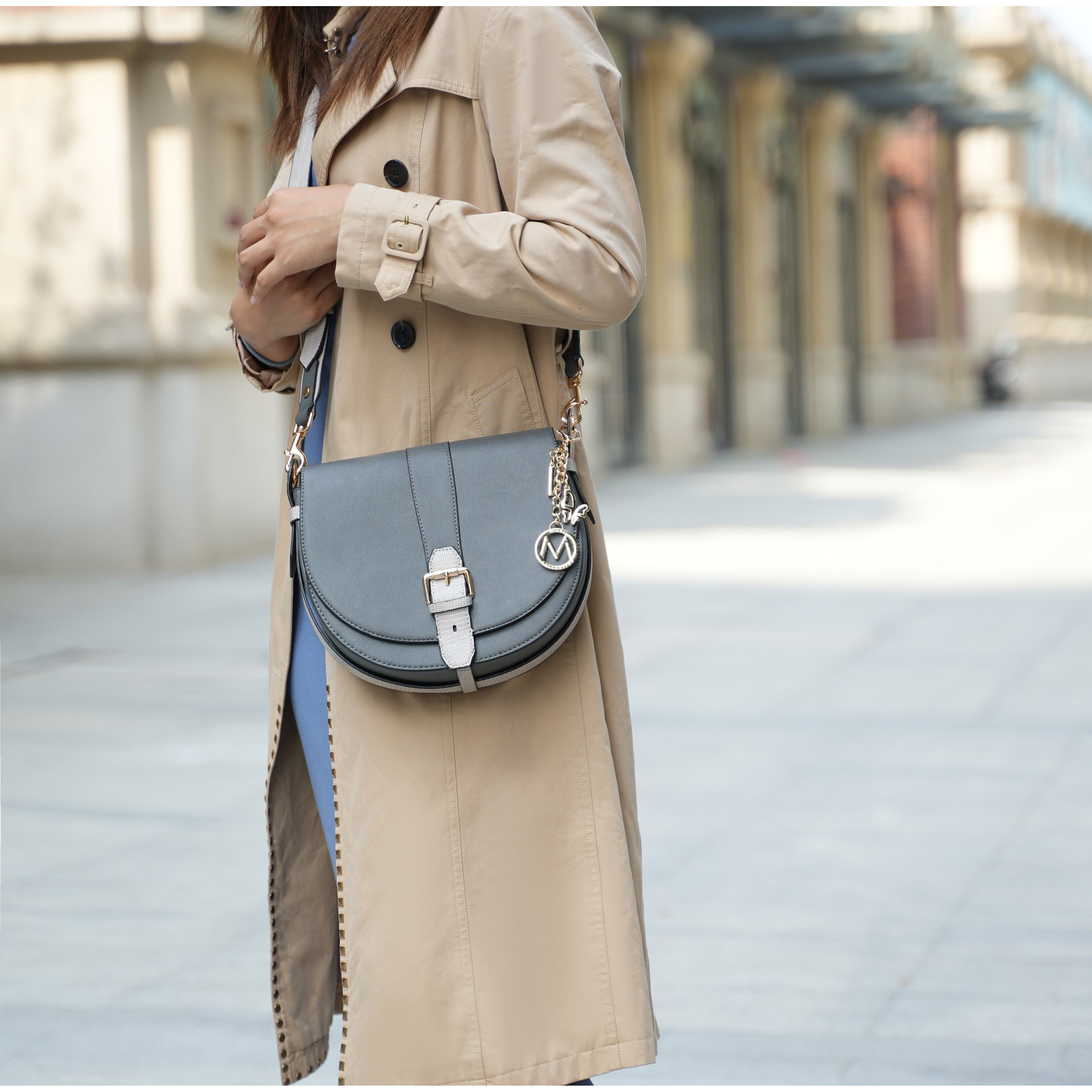 MKF collection Ayla Snake Embossed color Block Vegan Leather Women Shoulder Bag by Mia K(D0102H9T8Yg)