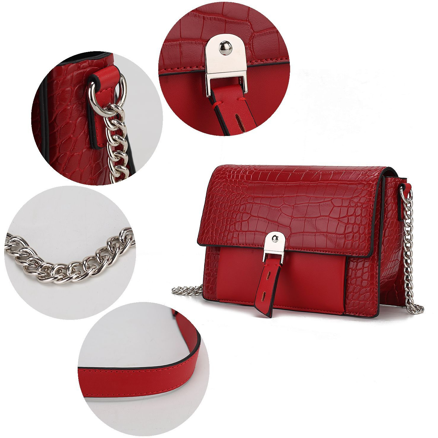 MKF collection Hope crocodile Embossed Vegan Leather Women Shoulder Bag by Mia K(D0102H9T8DW)