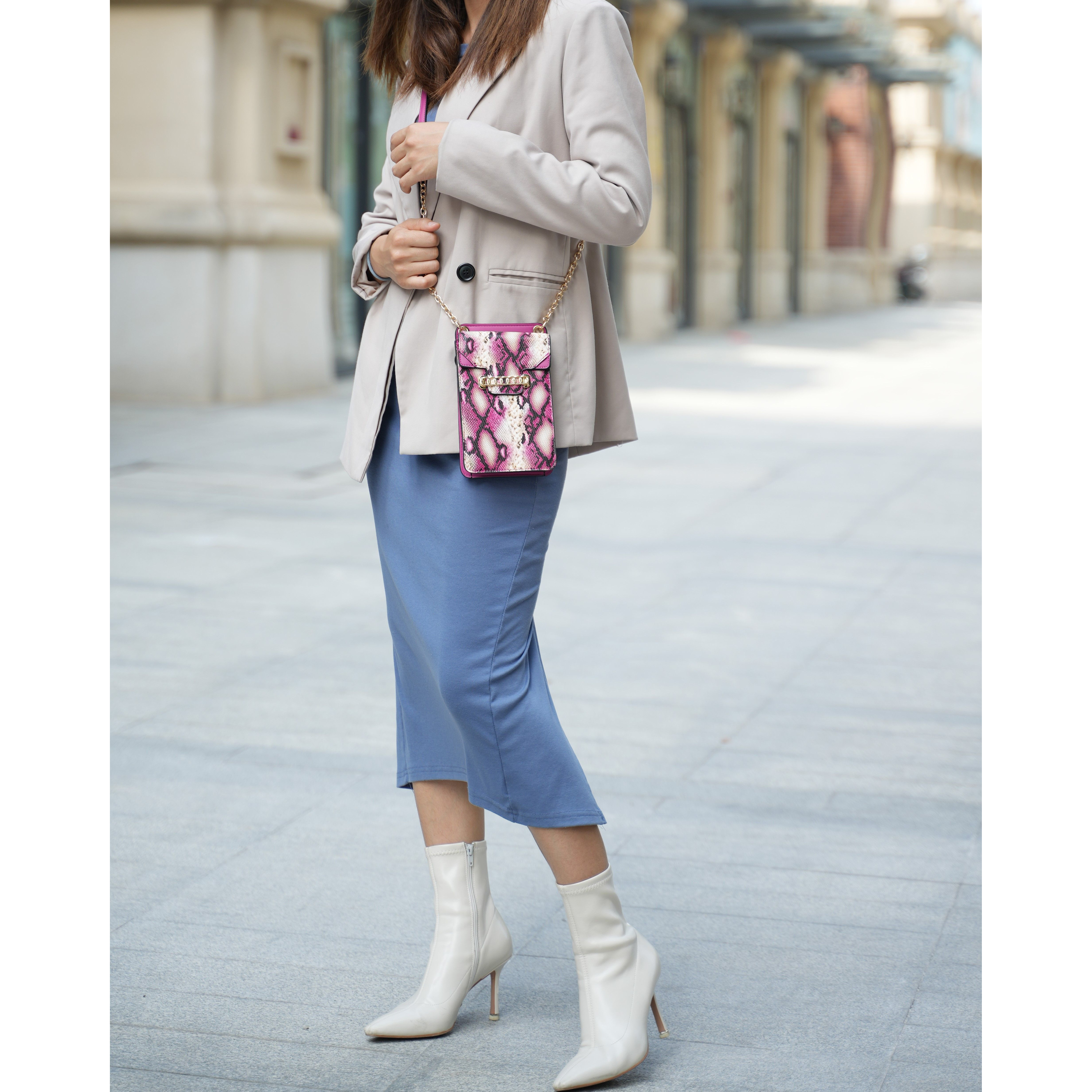 MKF collection Yael Snake embossed Vegan Leather Phone crossbody Handbag by Mia K(D0102HISQYW)