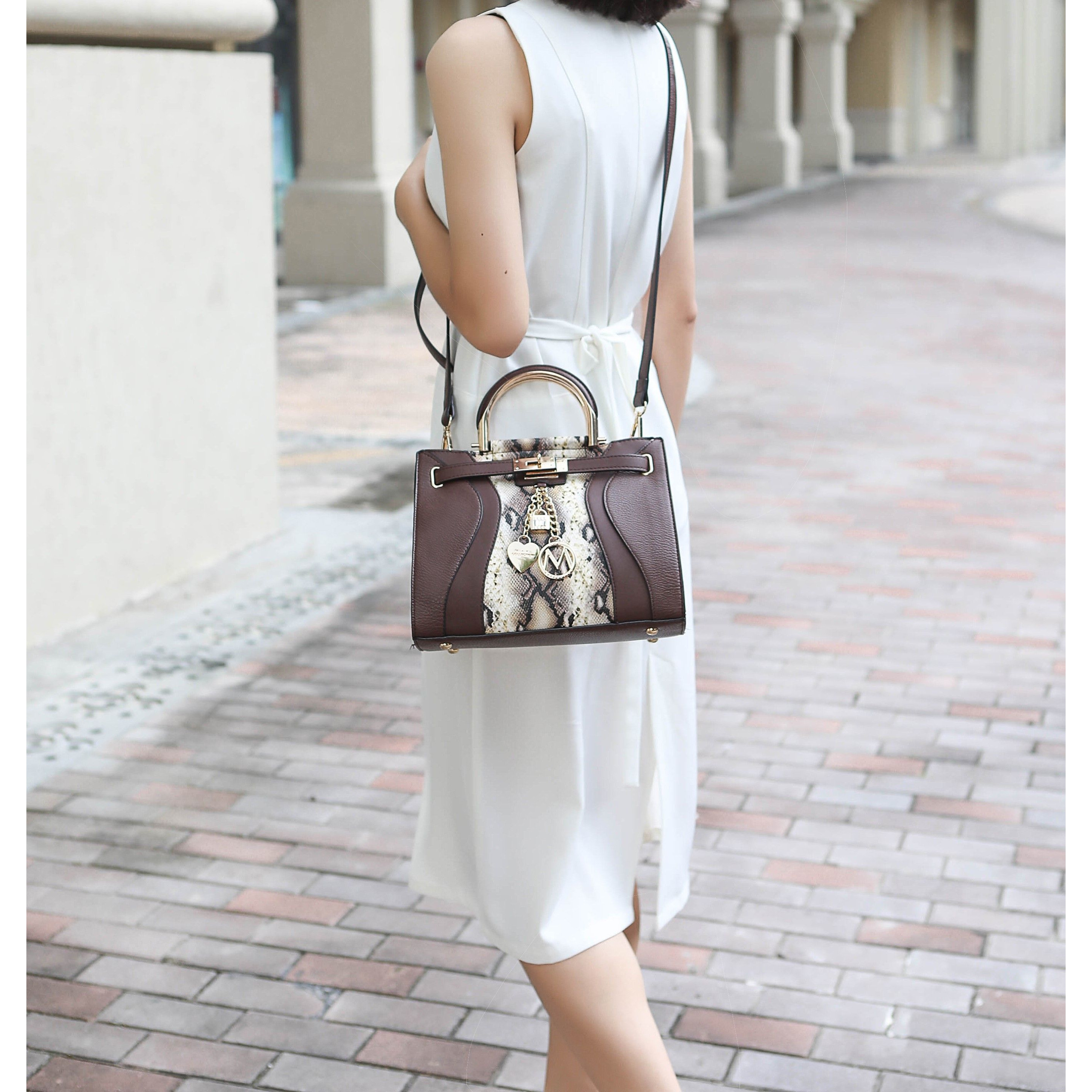 MKF collection cassia Snake embossed Vegan Leather Women Satchel Bag by Mia K(D0102HIS0XY)