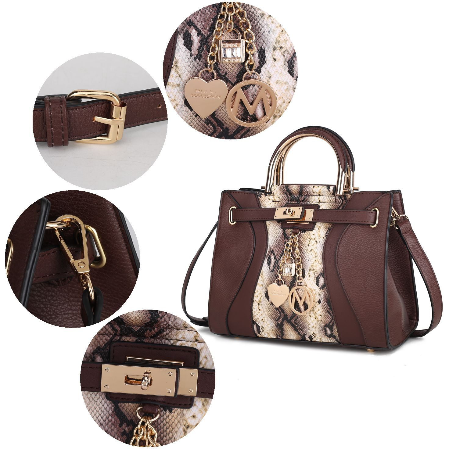 MKF collection cassia Snake embossed Vegan Leather Women Satchel Bag by Mia K(D0102HIS0XY)