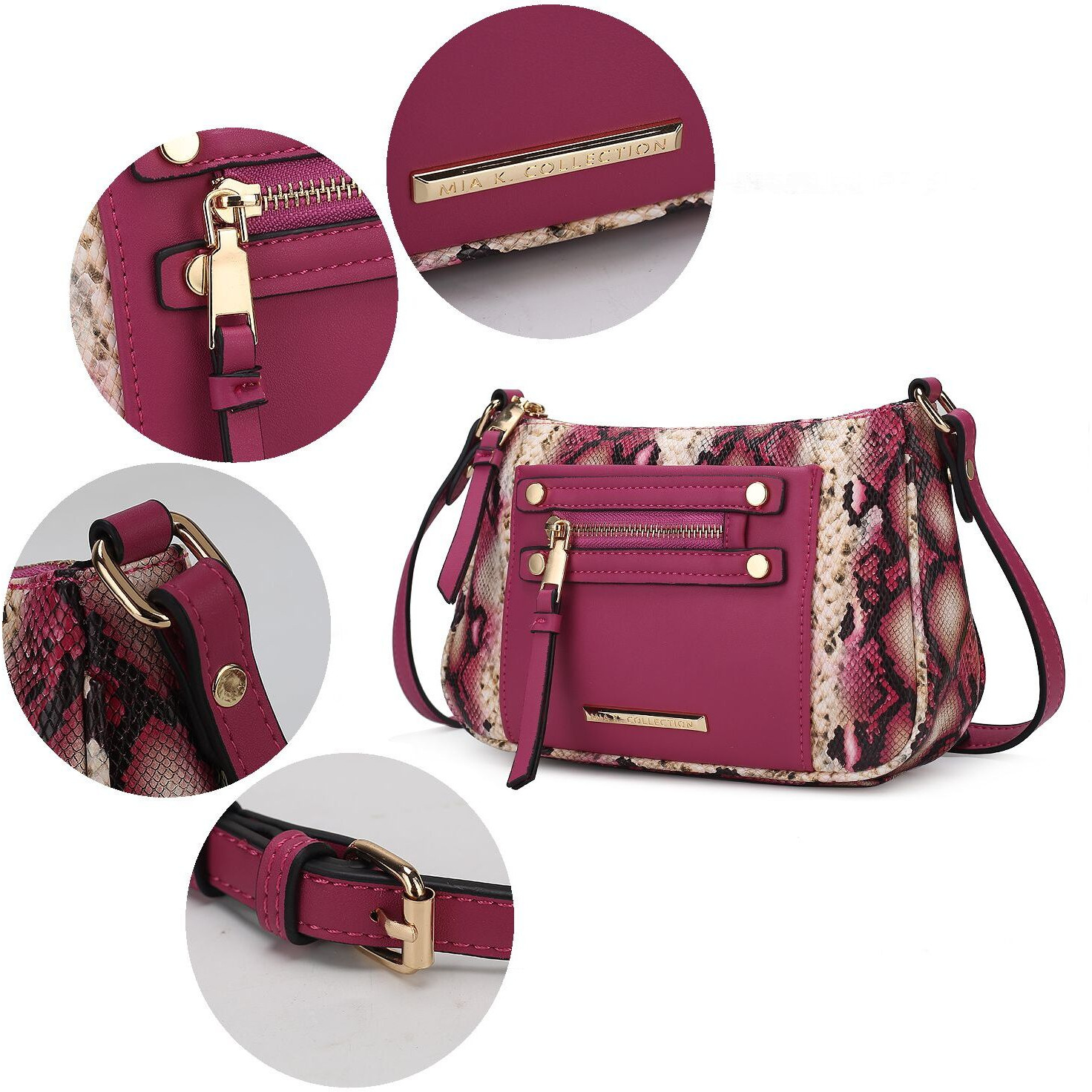 MKF collection Essie Snake embossed Vegan Leather crossbody by Mia K(D0102HIc87U)