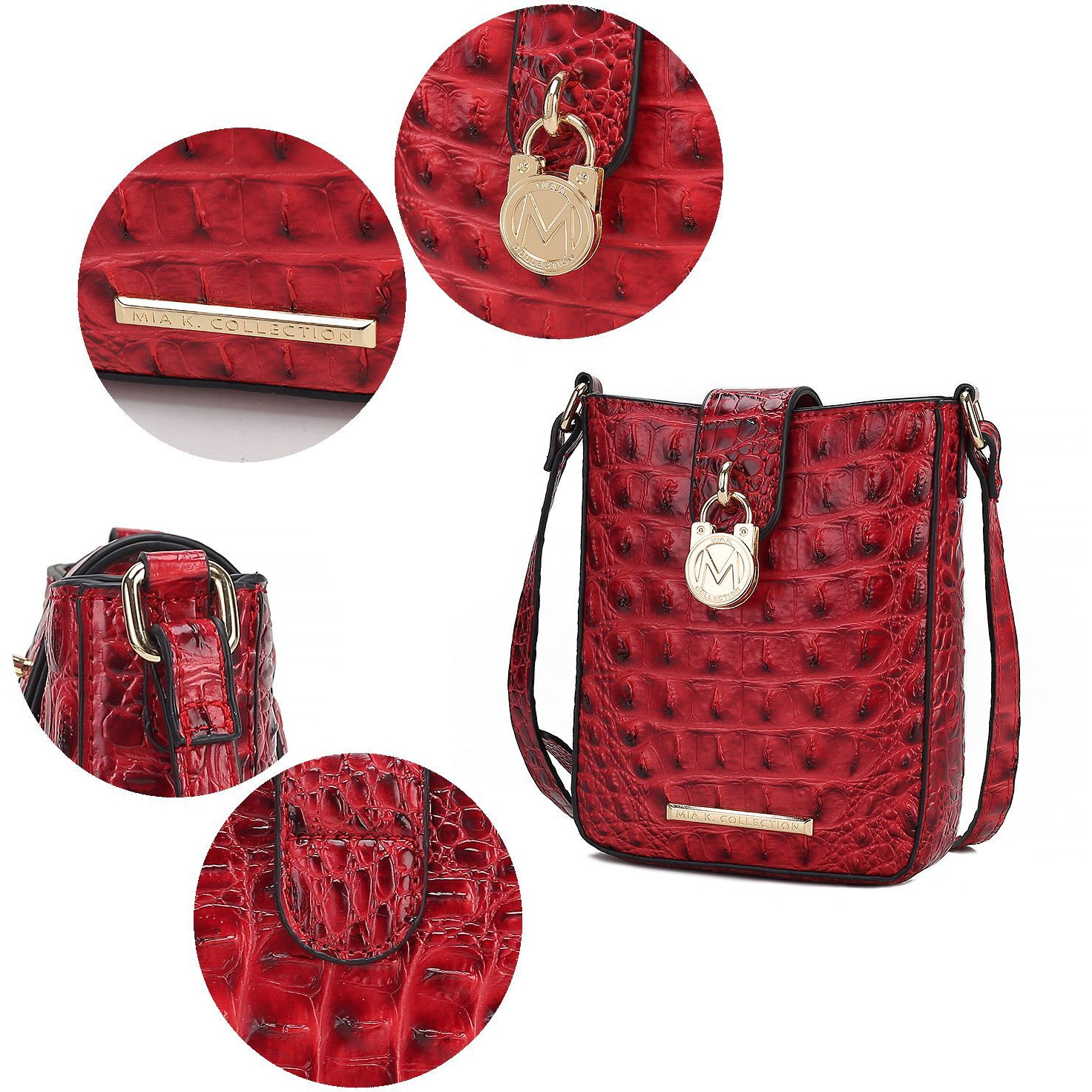 MKF collection Avery Faux crocodile Embossed Vegan Leather Women crossbody Bag by Mia K(D0102HIBD3g)