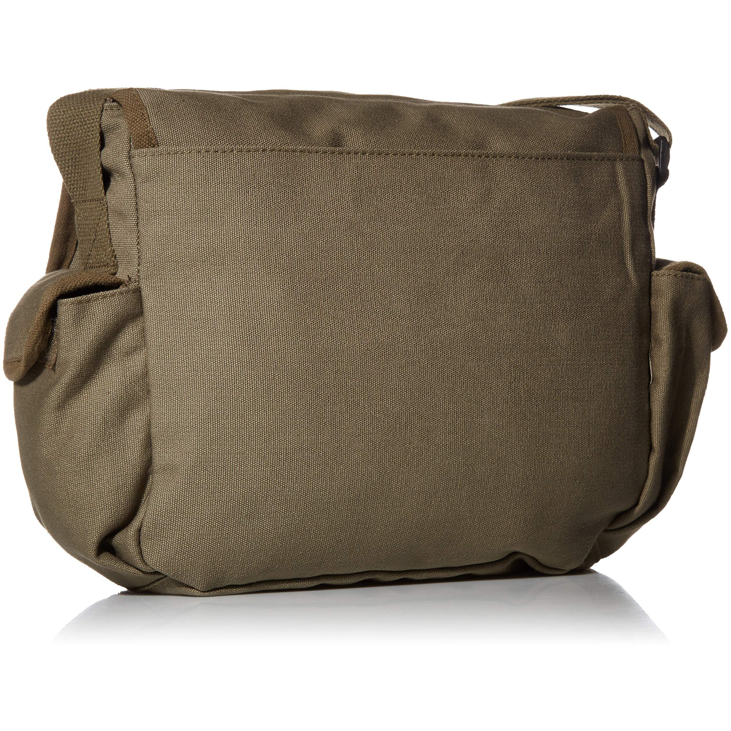 Retro Messenger Bag With Skull Emblem - Olive Drab