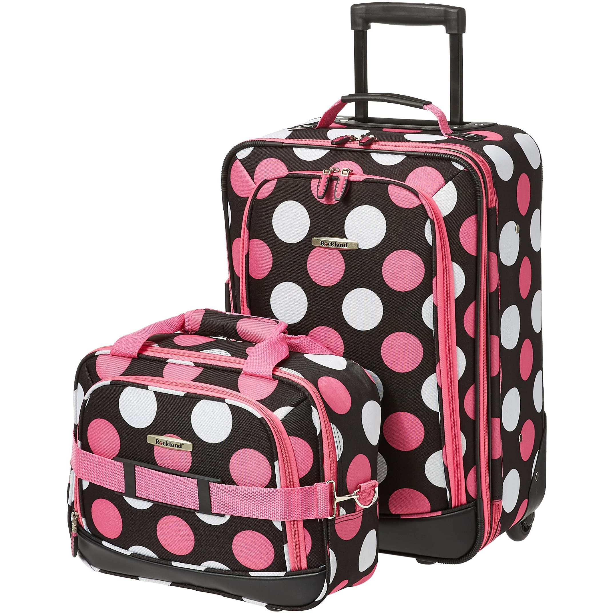 2 Pc Multi Pink Dot Luggage Set