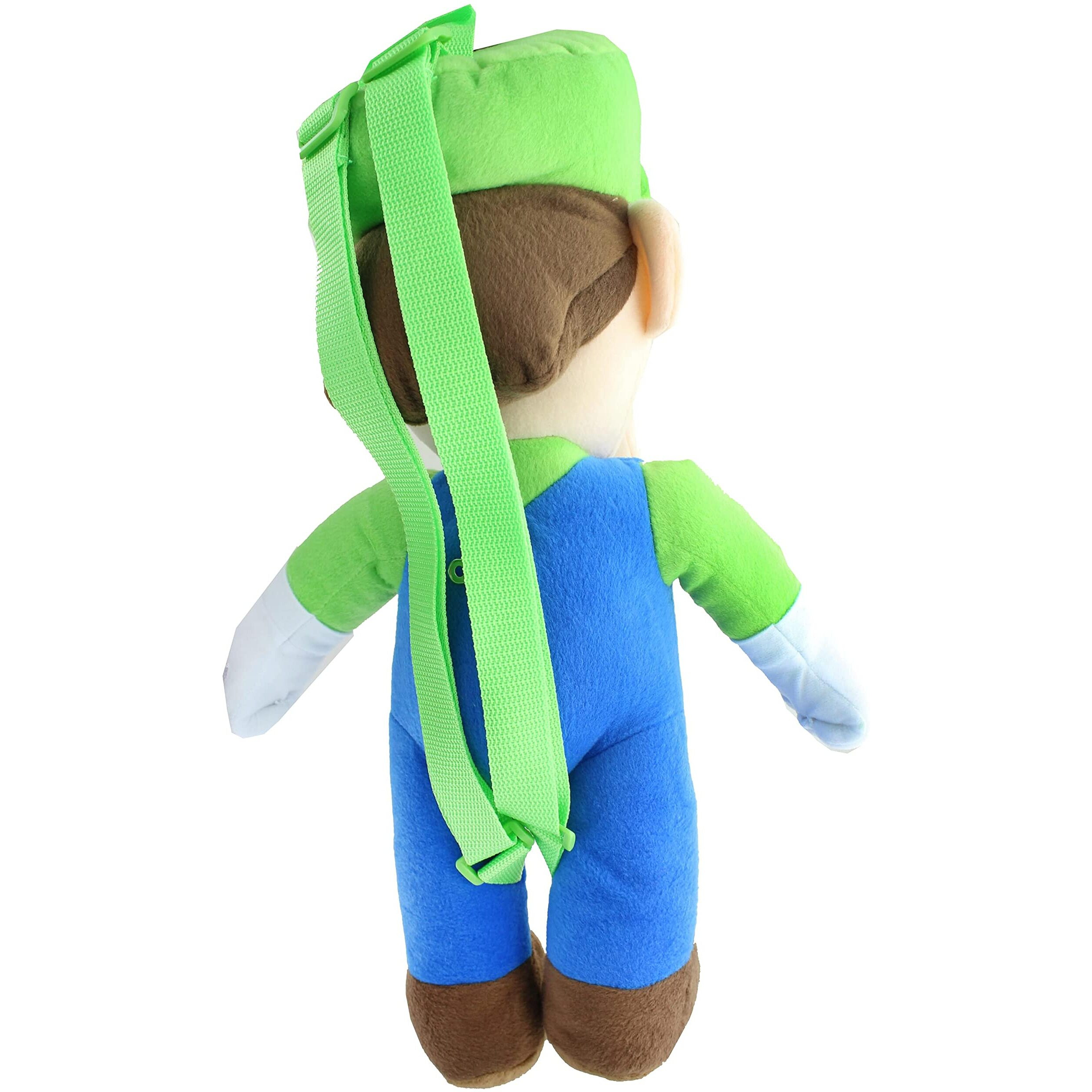 Super Mario Luigi 17 Inch Plush Backpack