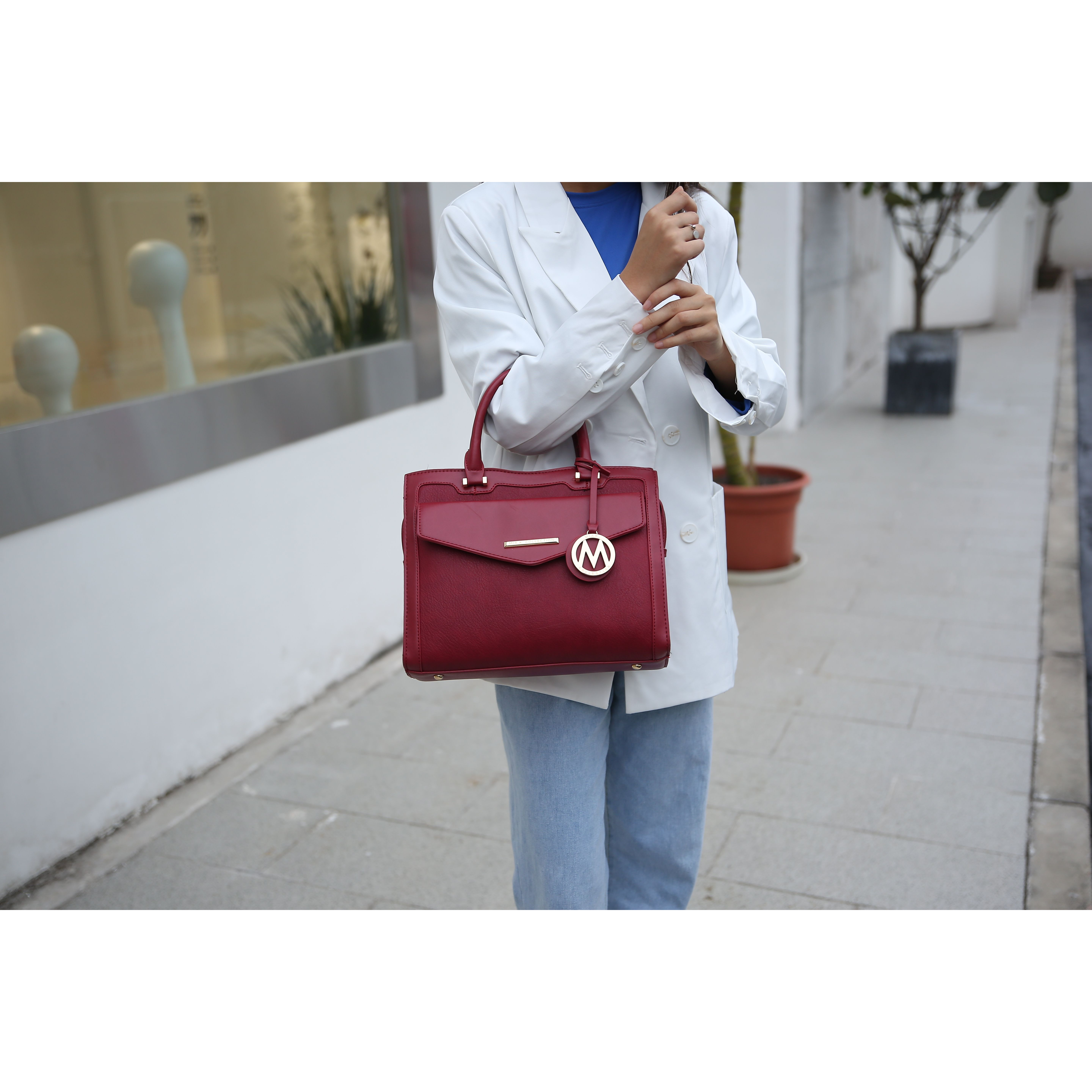 Alyssa Satchel Handbag Vegan Leather Women(D0102H2VNLW)