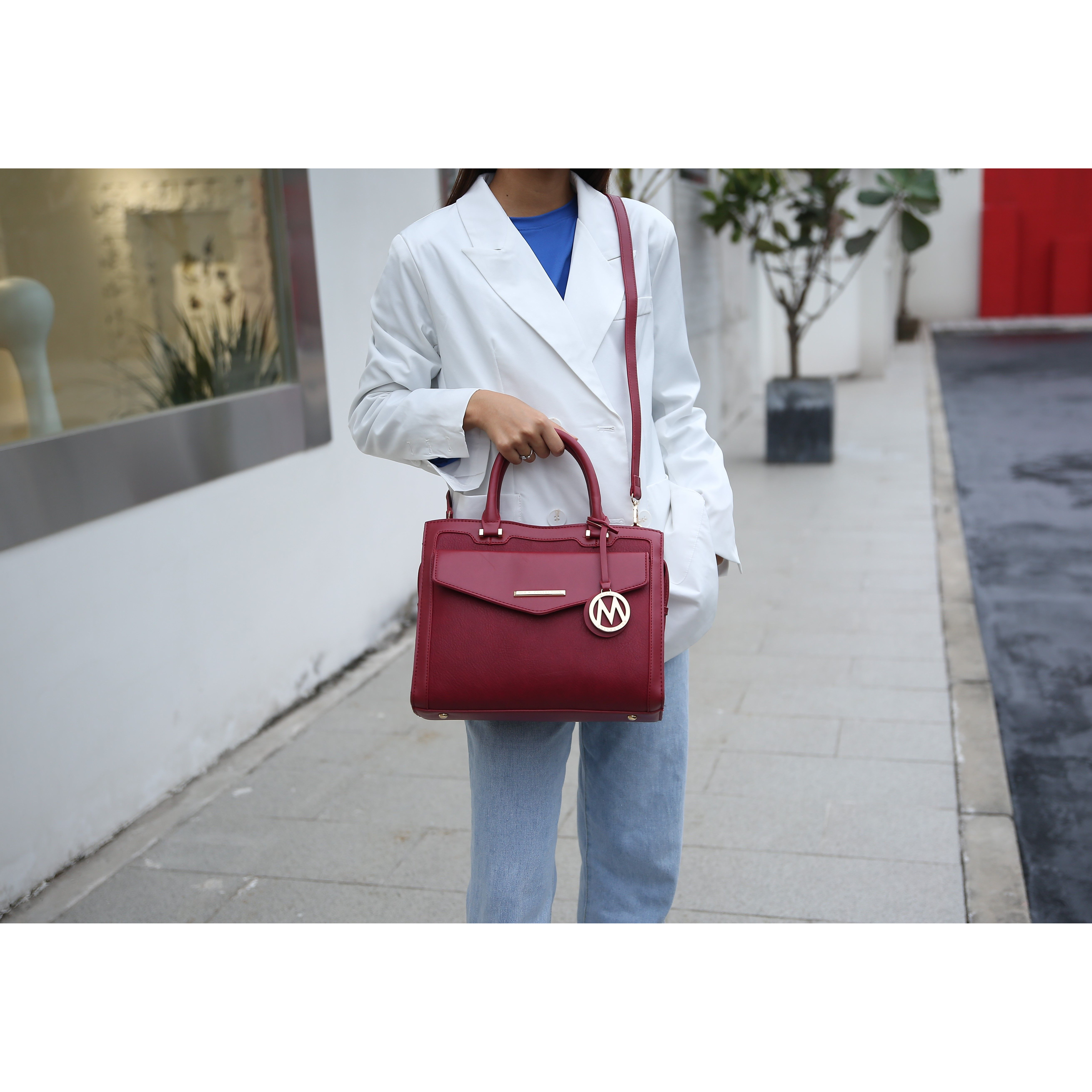 Alyssa Satchel Handbag Vegan Leather Women(D0102H2VNLW)