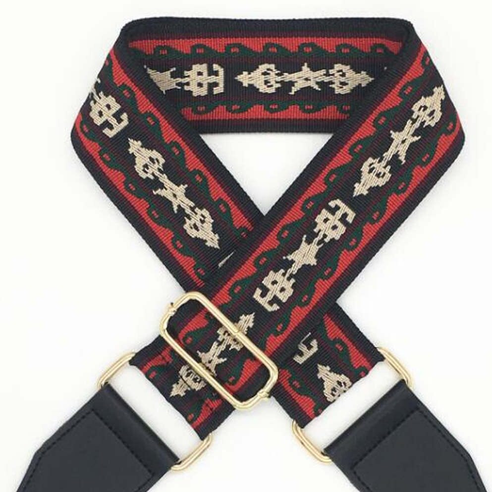 Wide Replacement Canvas Bag Strap Red Pattern Crossbody Shoulder Strap Purse Handbag Adjustable Belt