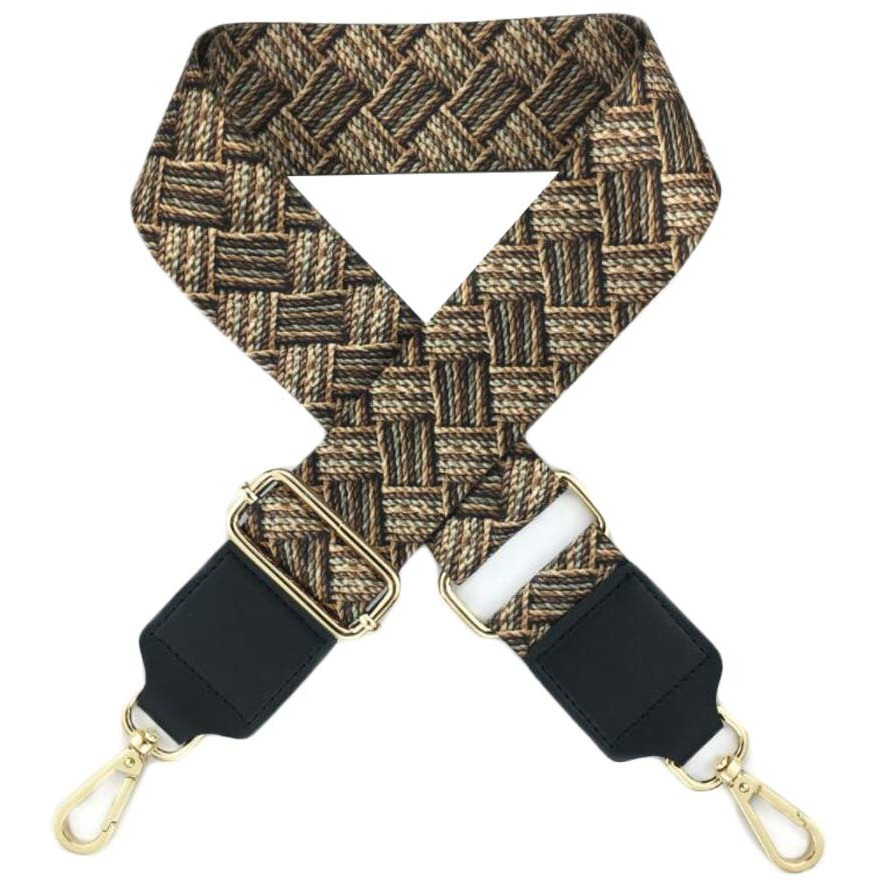 Retro Brown Wide Replacement Bag Strap Crossbody Shoulder Strap Woven Pattern Messenger Bag Purse Handbag Adjustable Belt