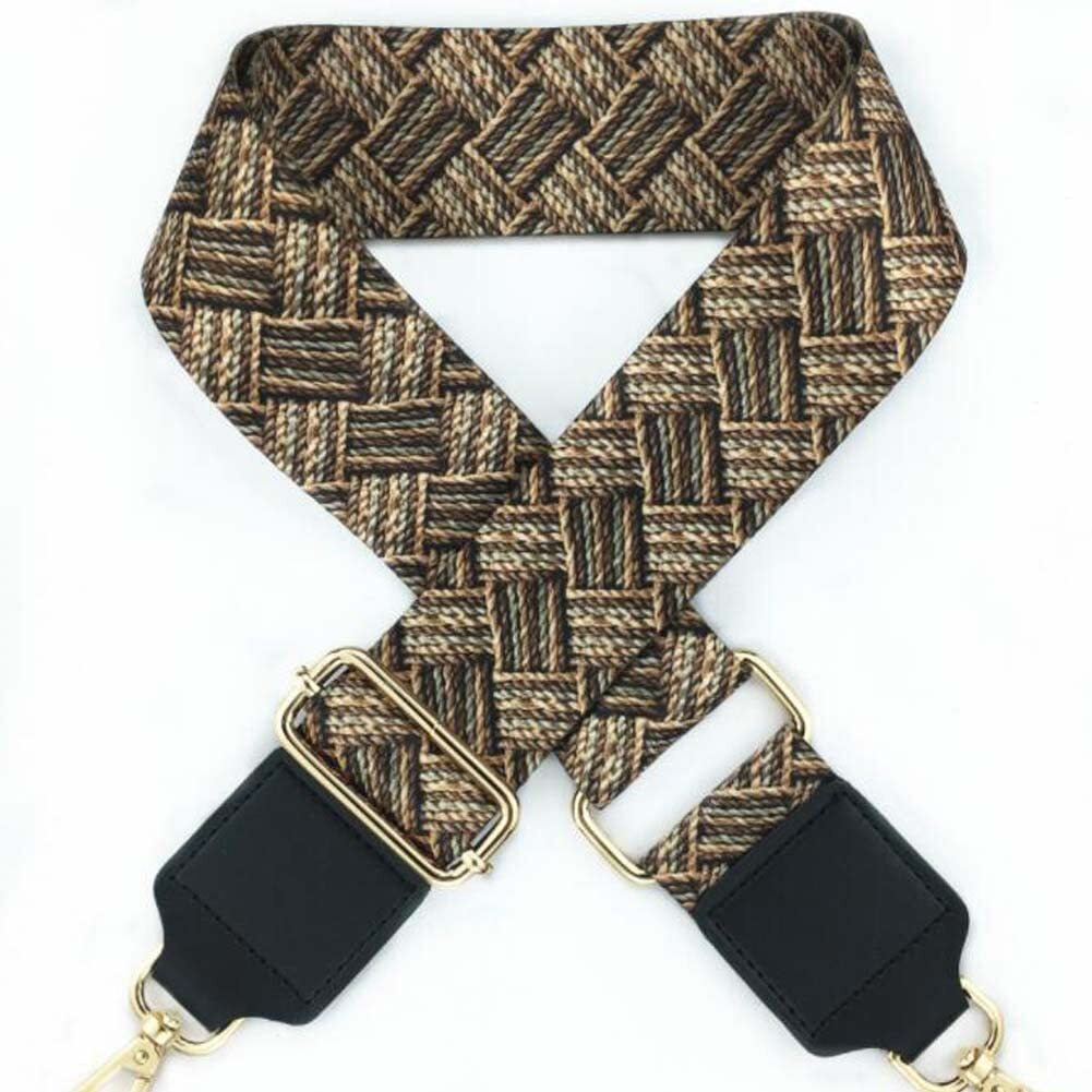 Retro Brown Wide Replacement Bag Strap Crossbody Shoulder Strap Woven Pattern Messenger Bag Purse Handbag Adjustable Belt